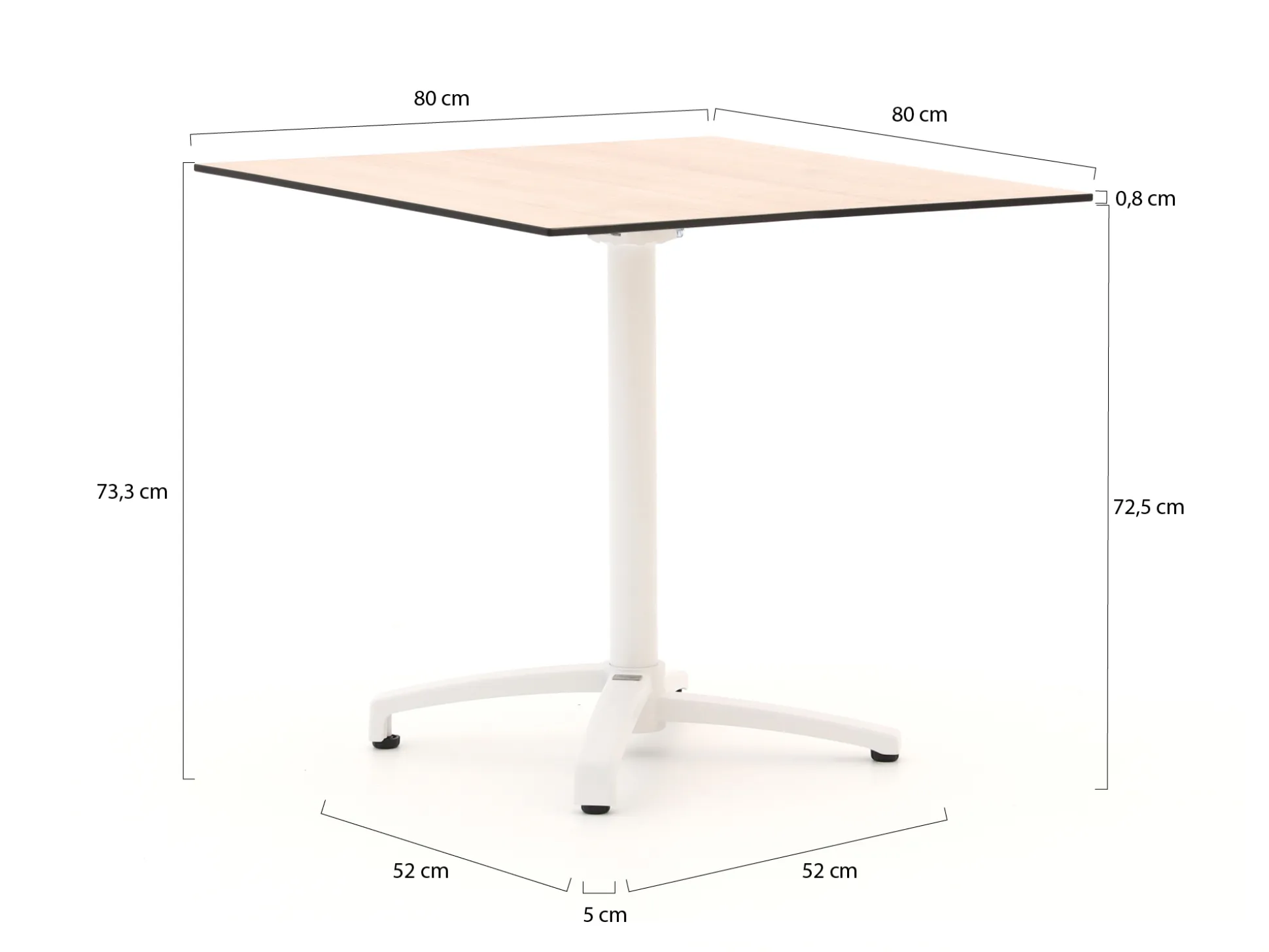 Bellagio Canzo klaptafel 80x80x73cm