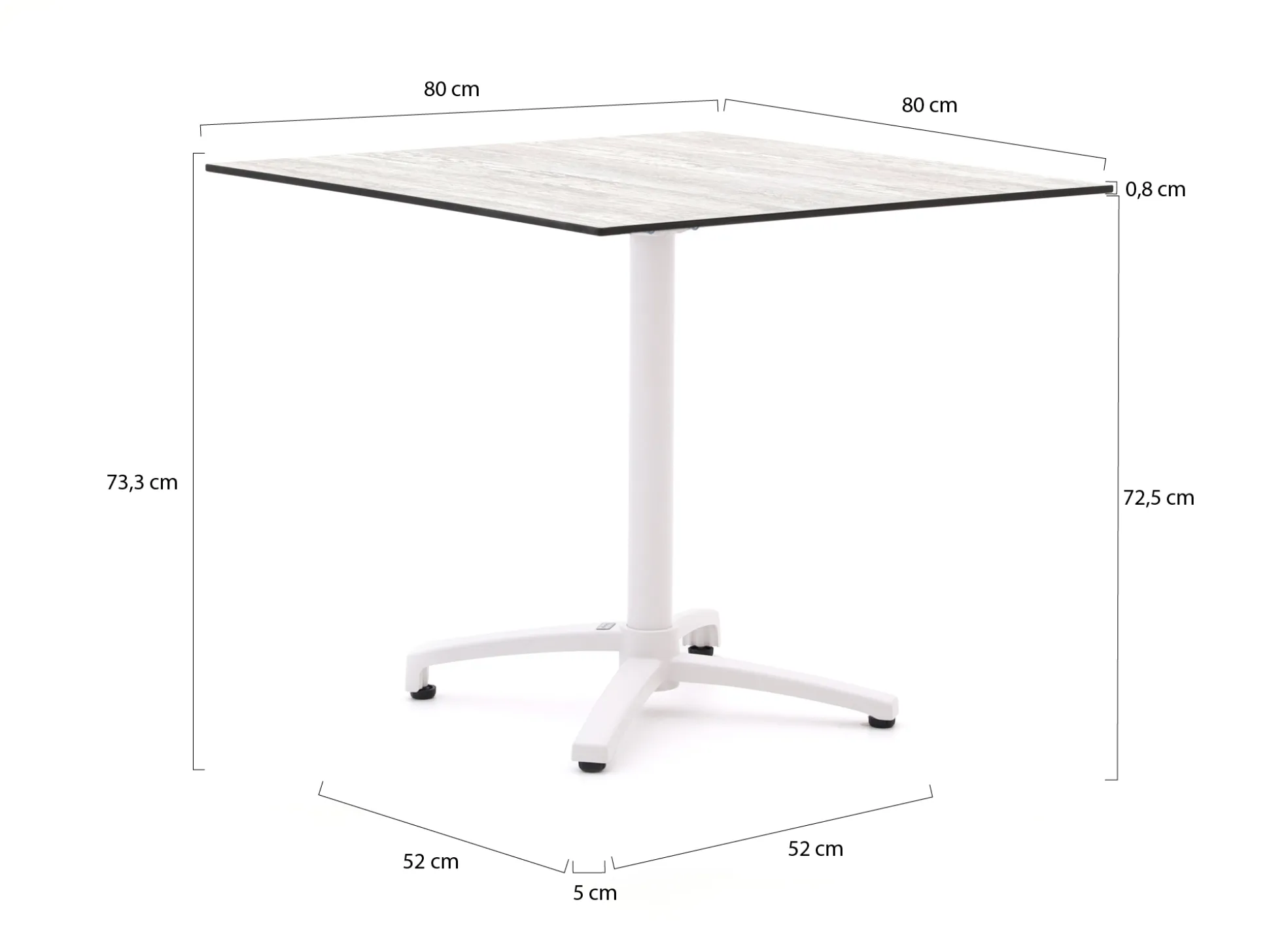 Bellagio Canzo klaptafel 80x80x73cm