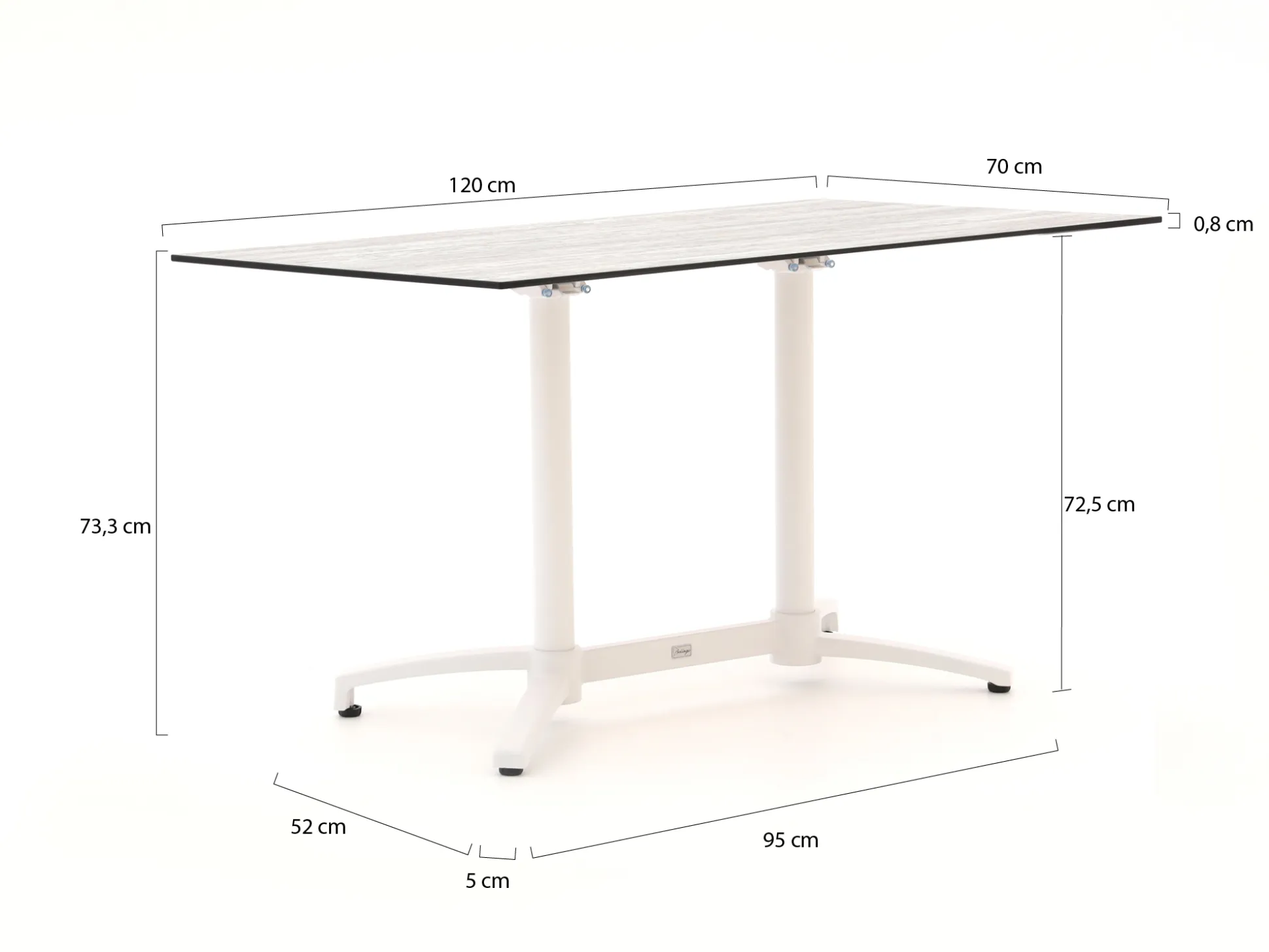 Bellagio Canzo klaptafel 120x70x73cm