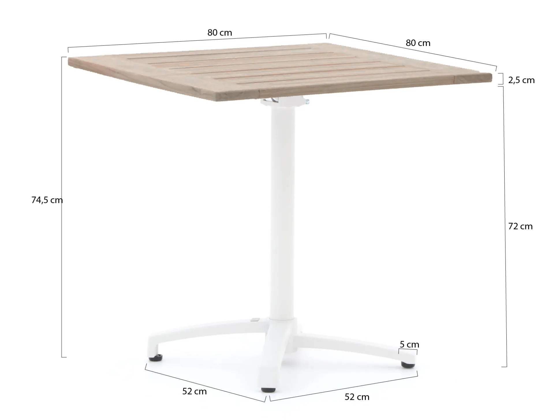 Bellagio Canzo klaptafel 80x80x75cm