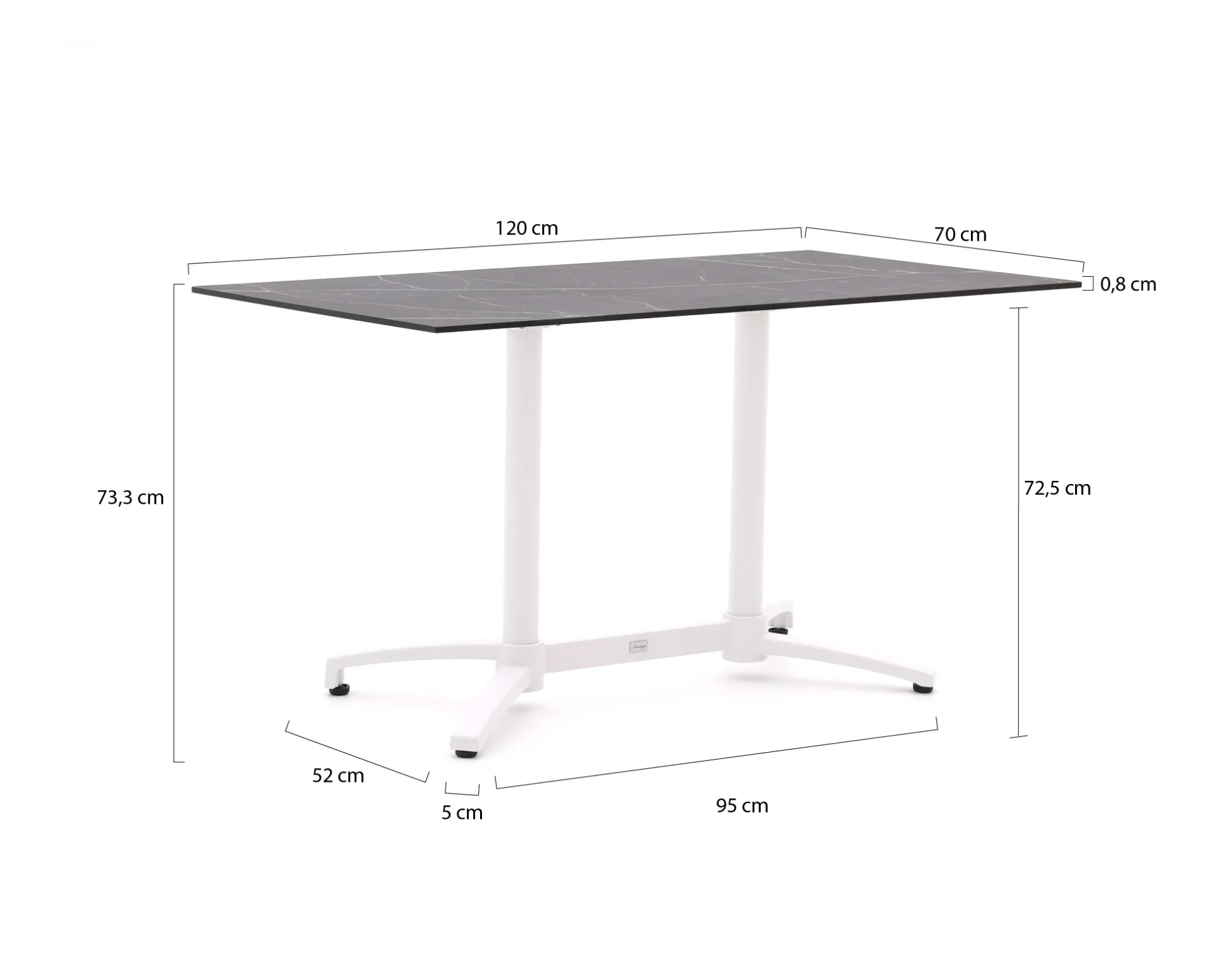 Bellagio Canzo klaptafel 120x70x73cm