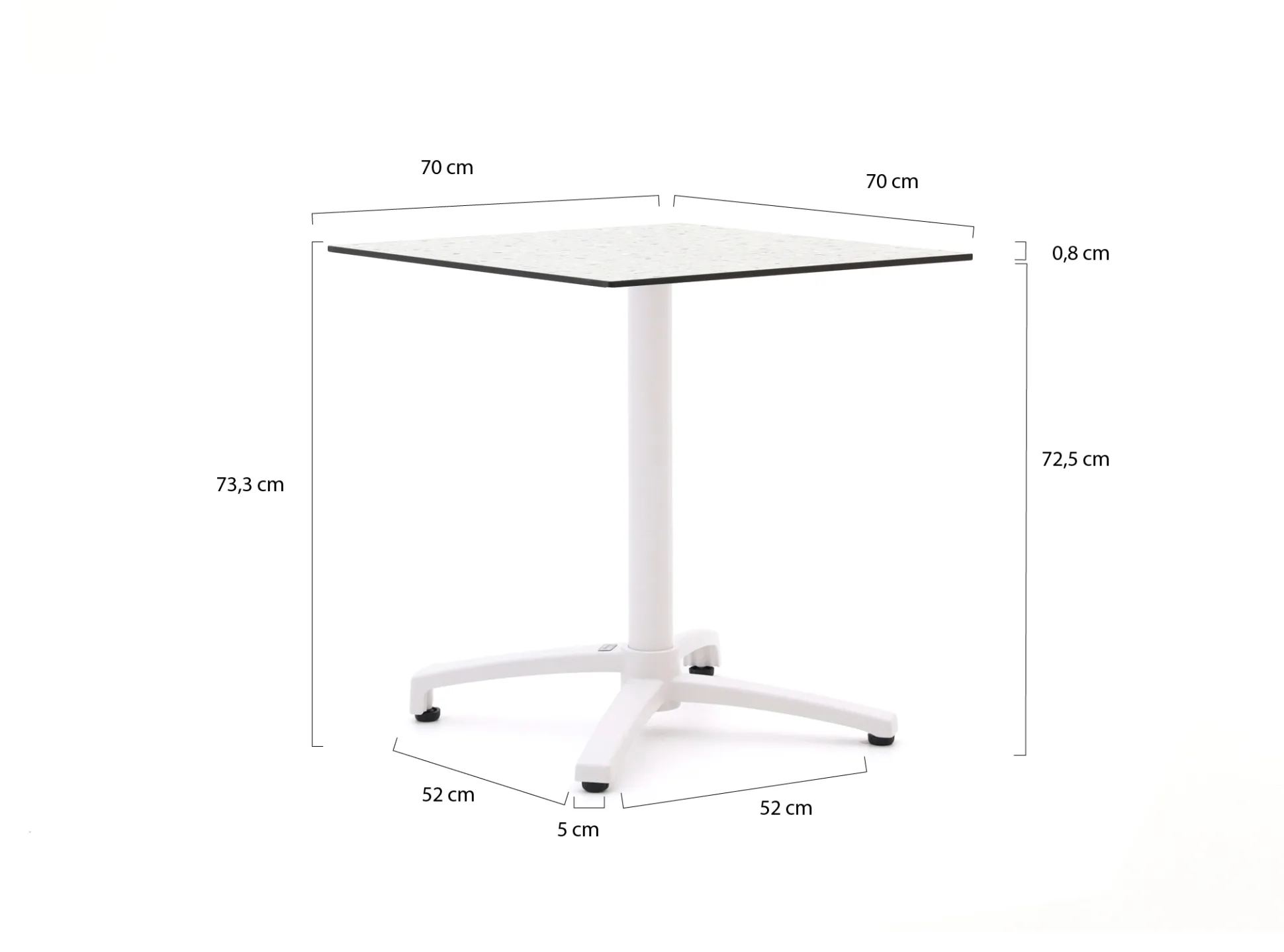Bellagio Canzo klaptafel 70x70x73cm