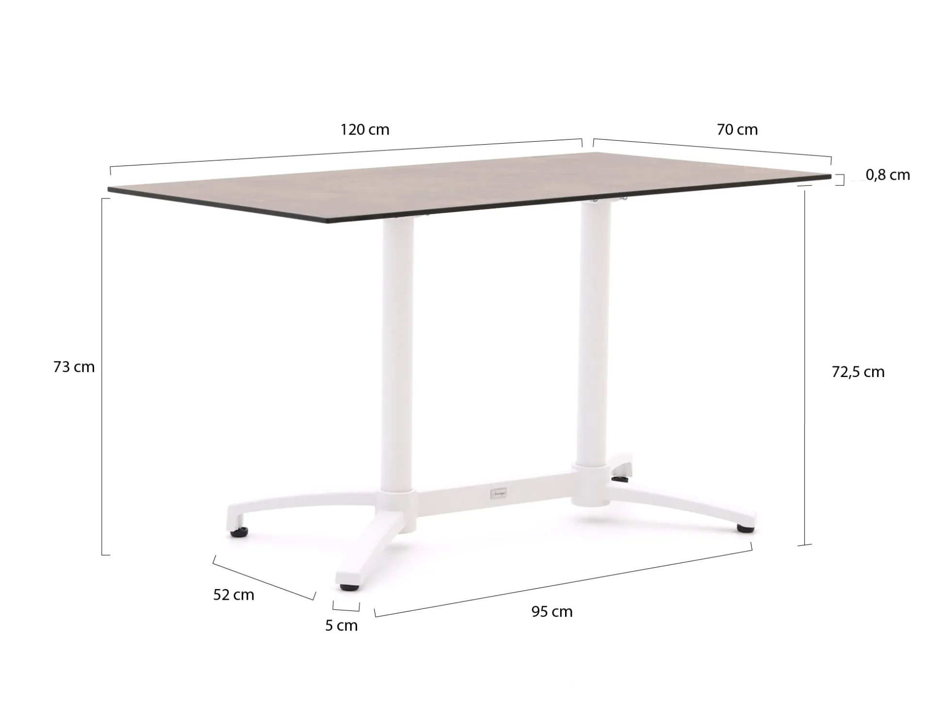 Bellagio Canzo klaptafel 120x70x73cm
