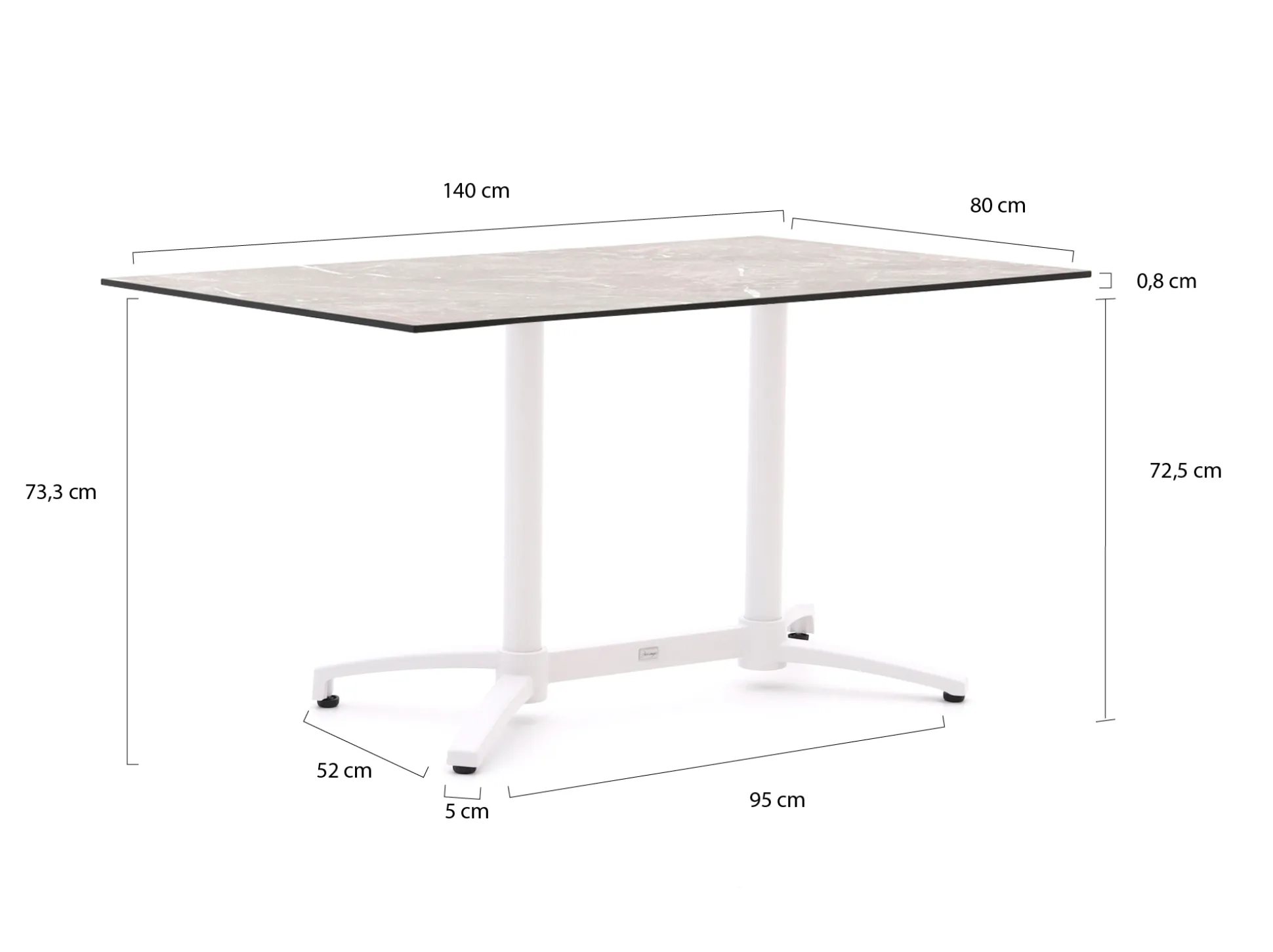 Bellagio Canzo klaptafel 140x80x73cm