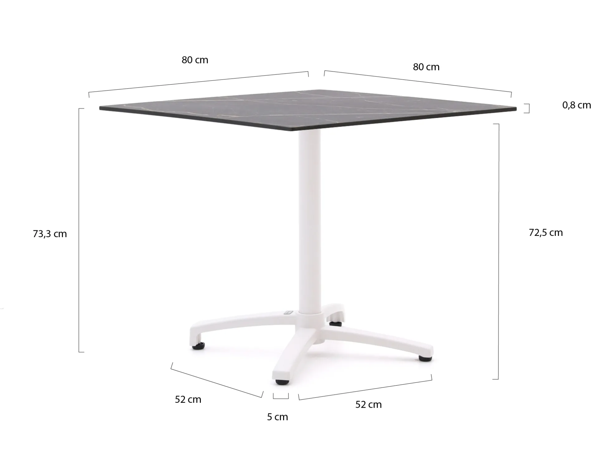 Bellagio Canzo klaptafel 80x80x73cm