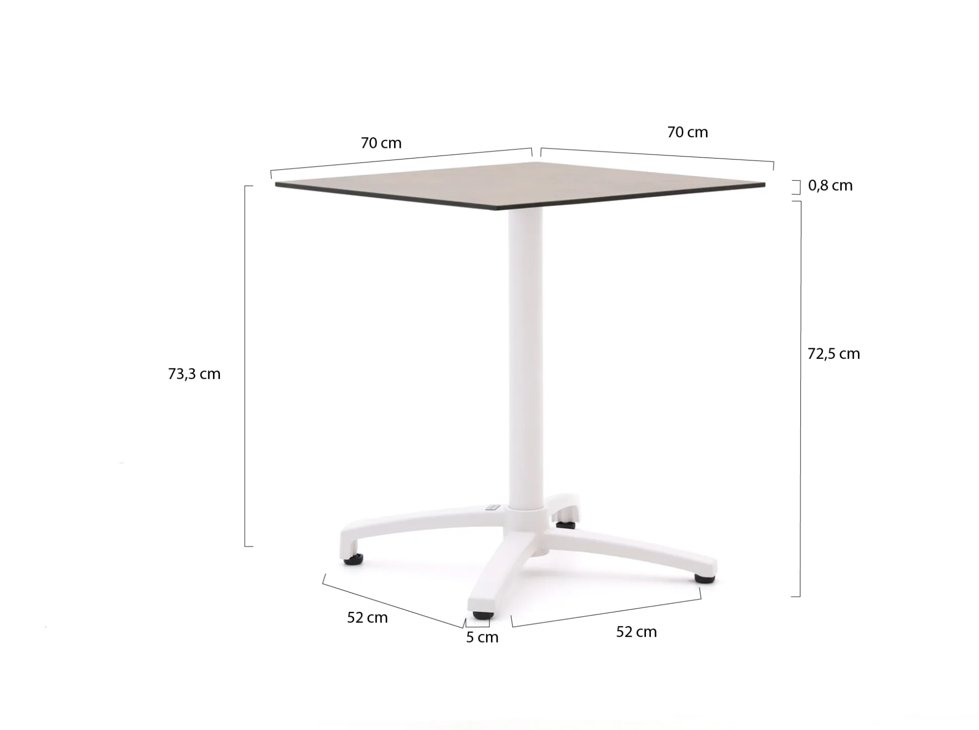 Bellagio Canzo klaptafel 70x70x73cm