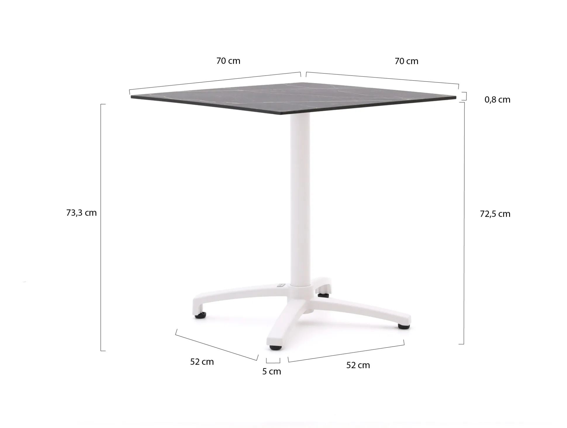 Bellagio Canzo klaptafel 70x70x73cm