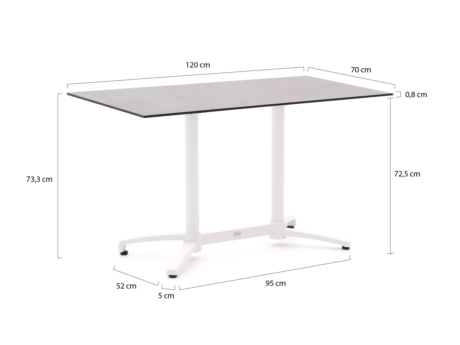 Bellagio Canzo klaptafel 120x70x73cm