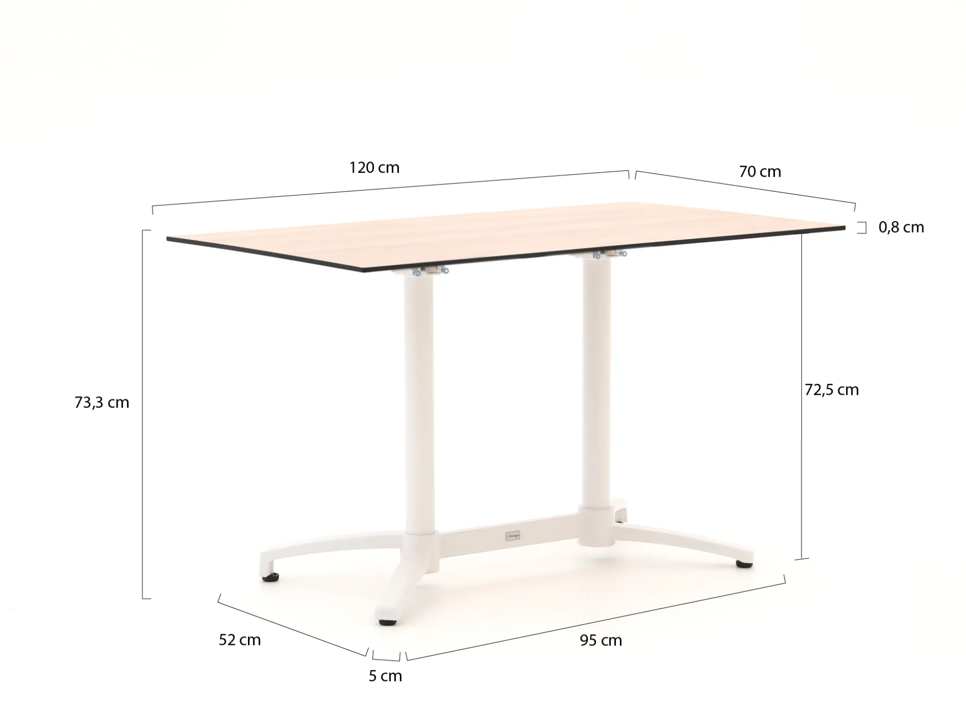 Bellagio Canzo klaptafel 120x70x73cm