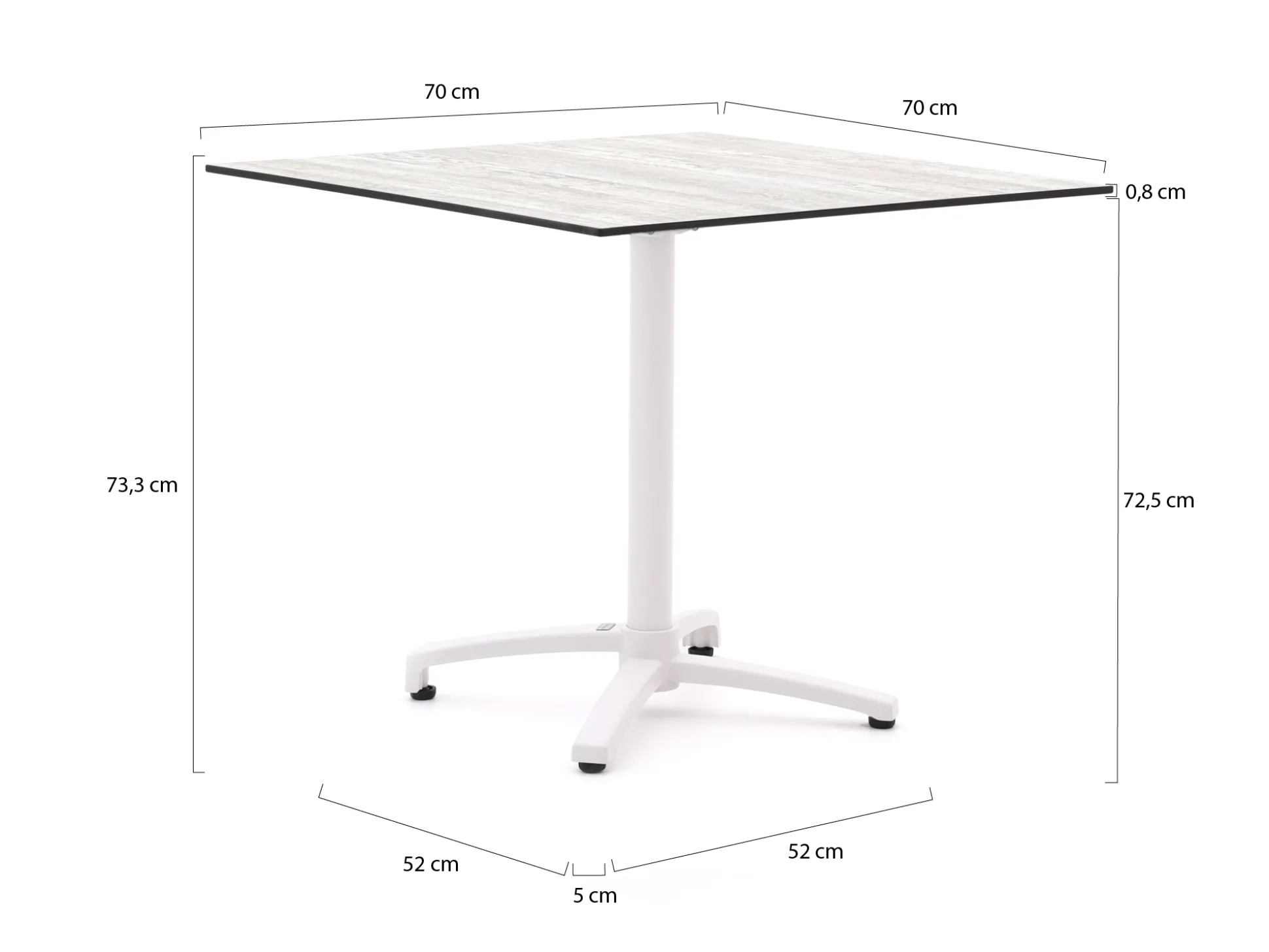 Bellagio Canzo klaptafel 70x70x73cm