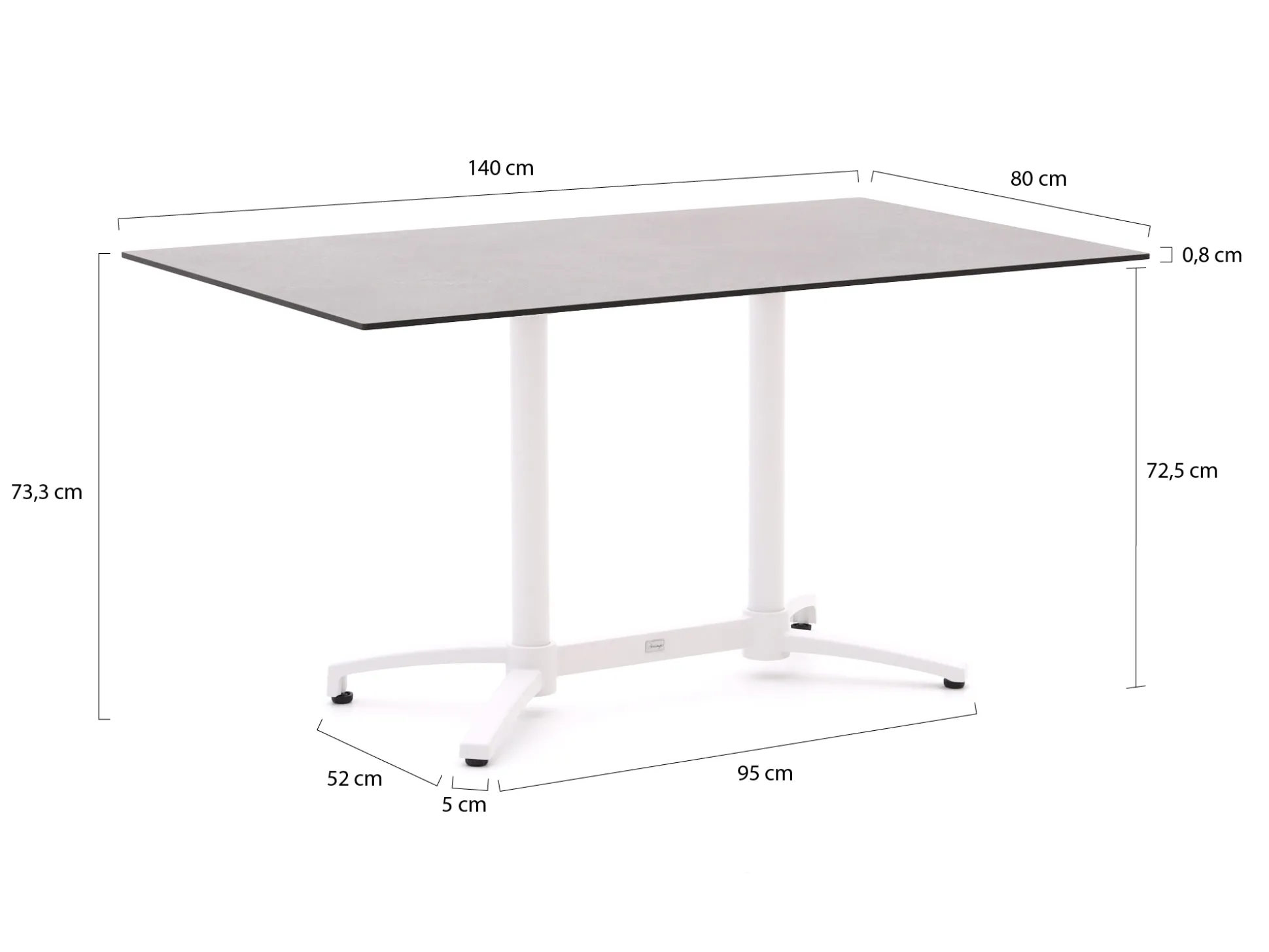 Bellagio Canzo klaptafel 140x80x73cm