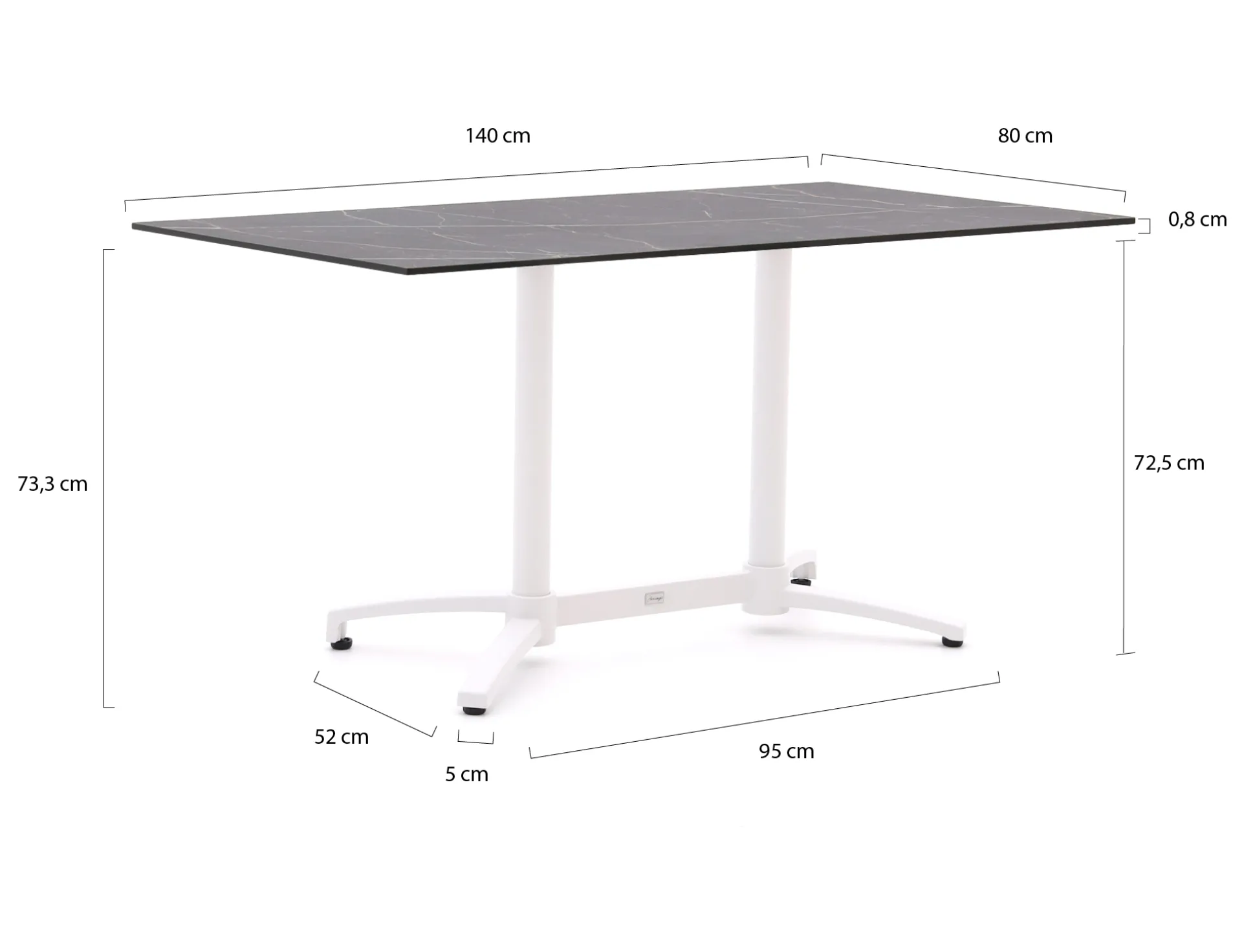 Bellagio Canzo klaptafel 140x80x73cm