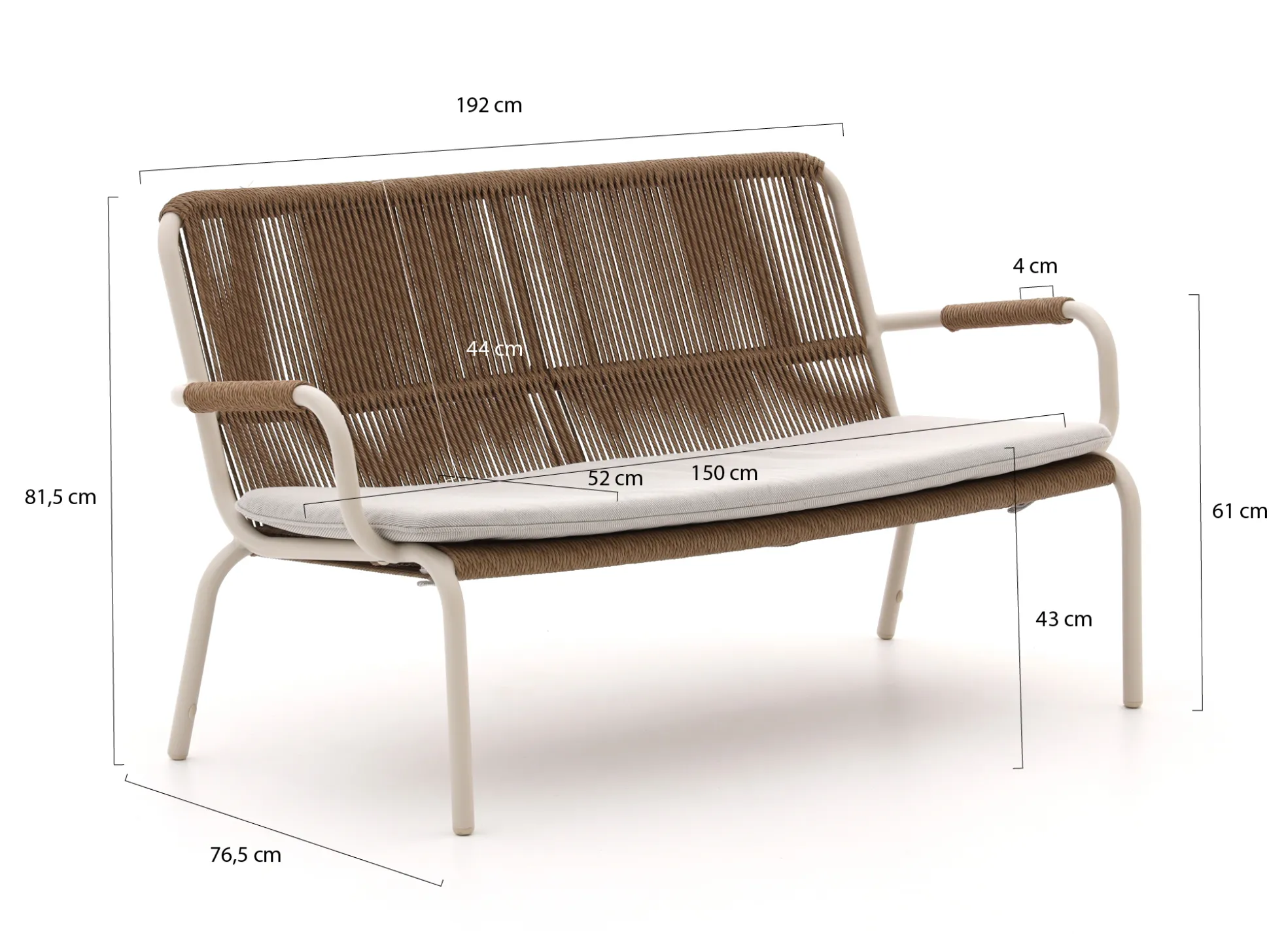 Bellagio Caronia lounge tuinbank 2-zits 150cm stapelbaar