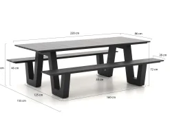 Bellagio Cavoli picknicktafel 220x86x74cm