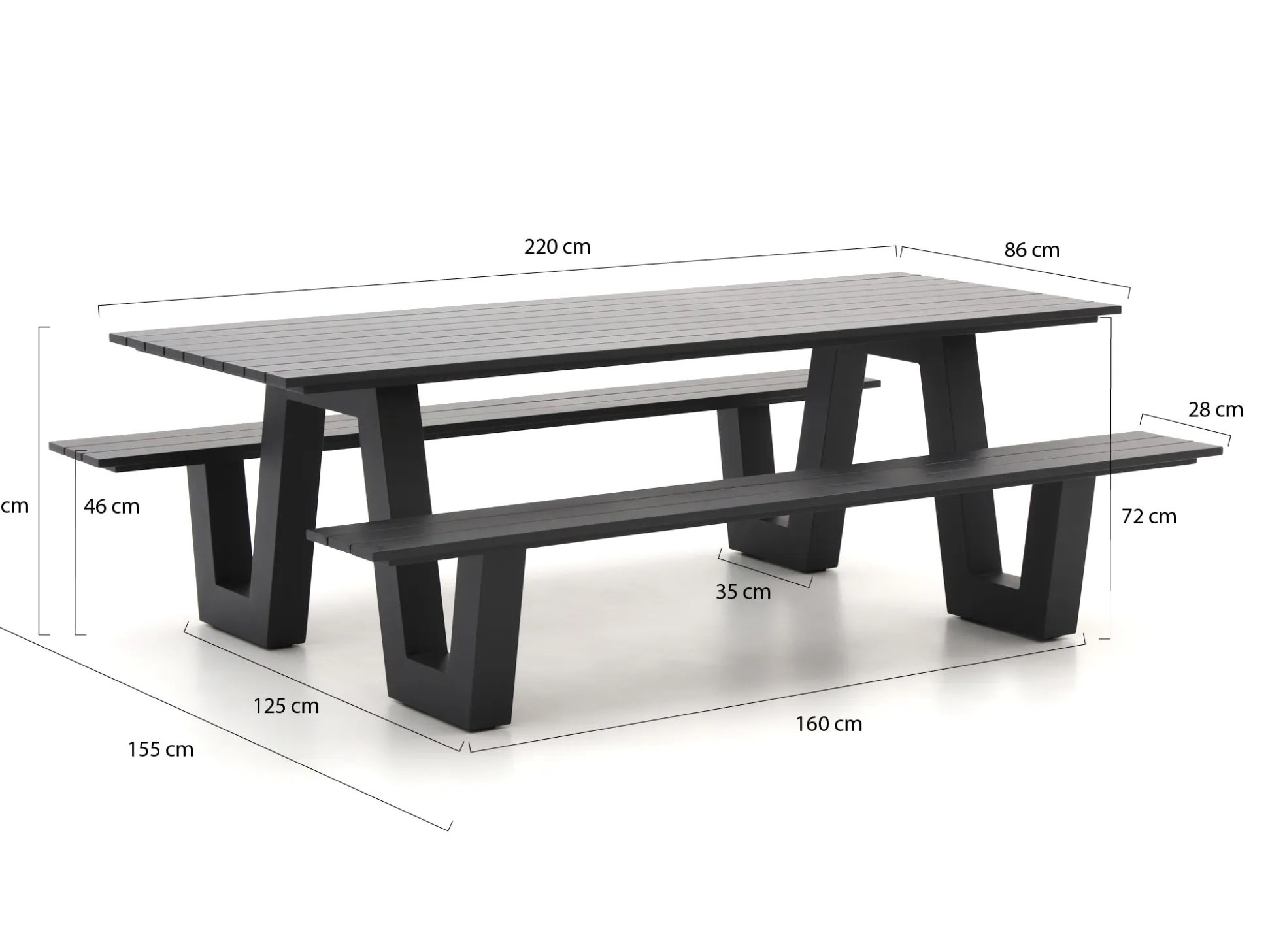 Bellagio Cavoli picknicktafel 220x86x74cm