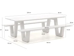 Bellagio Cavoli picknicktafel 220x86x74cm