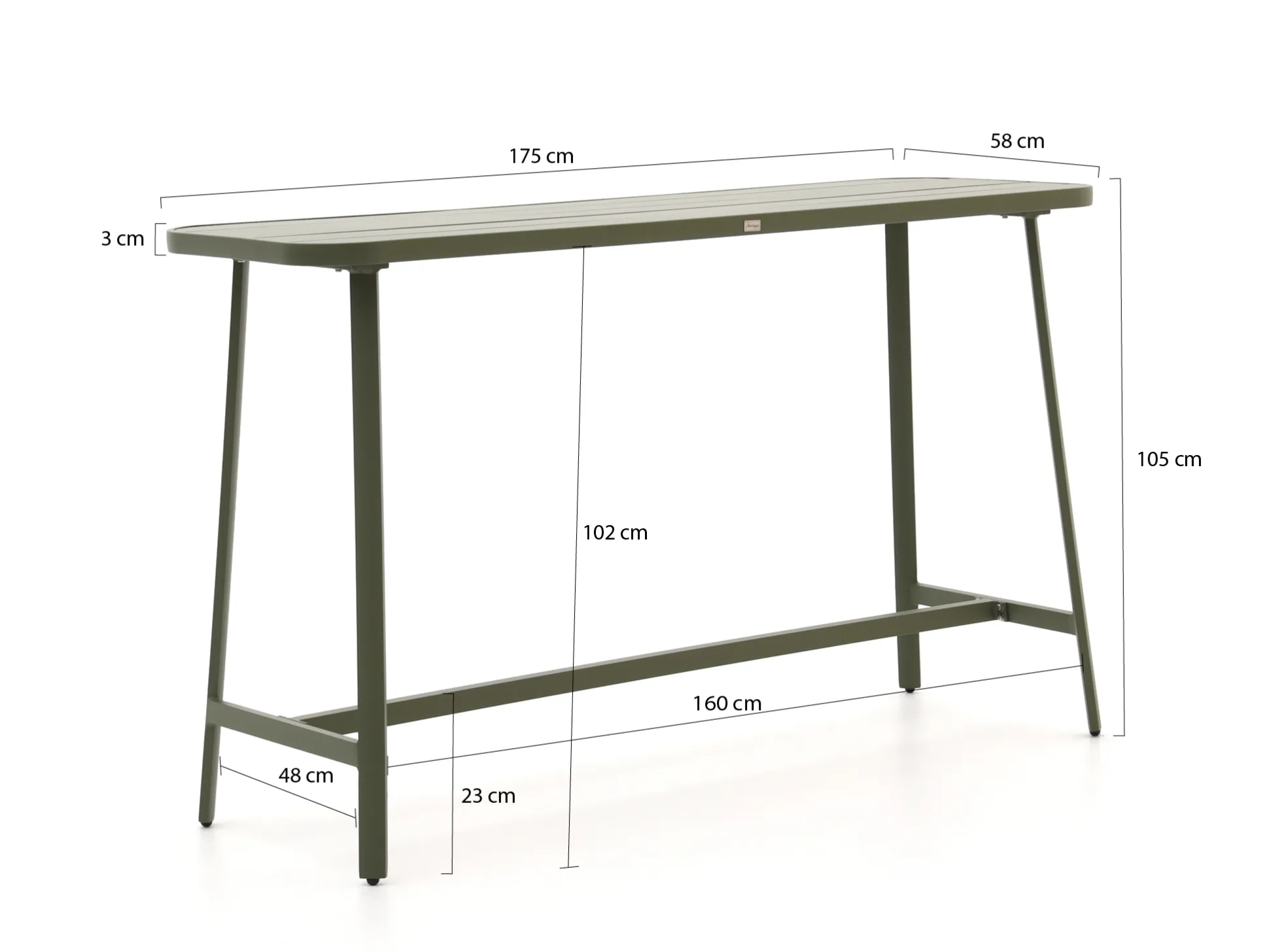 Bellagio Cino bartafel 175x58x105cm