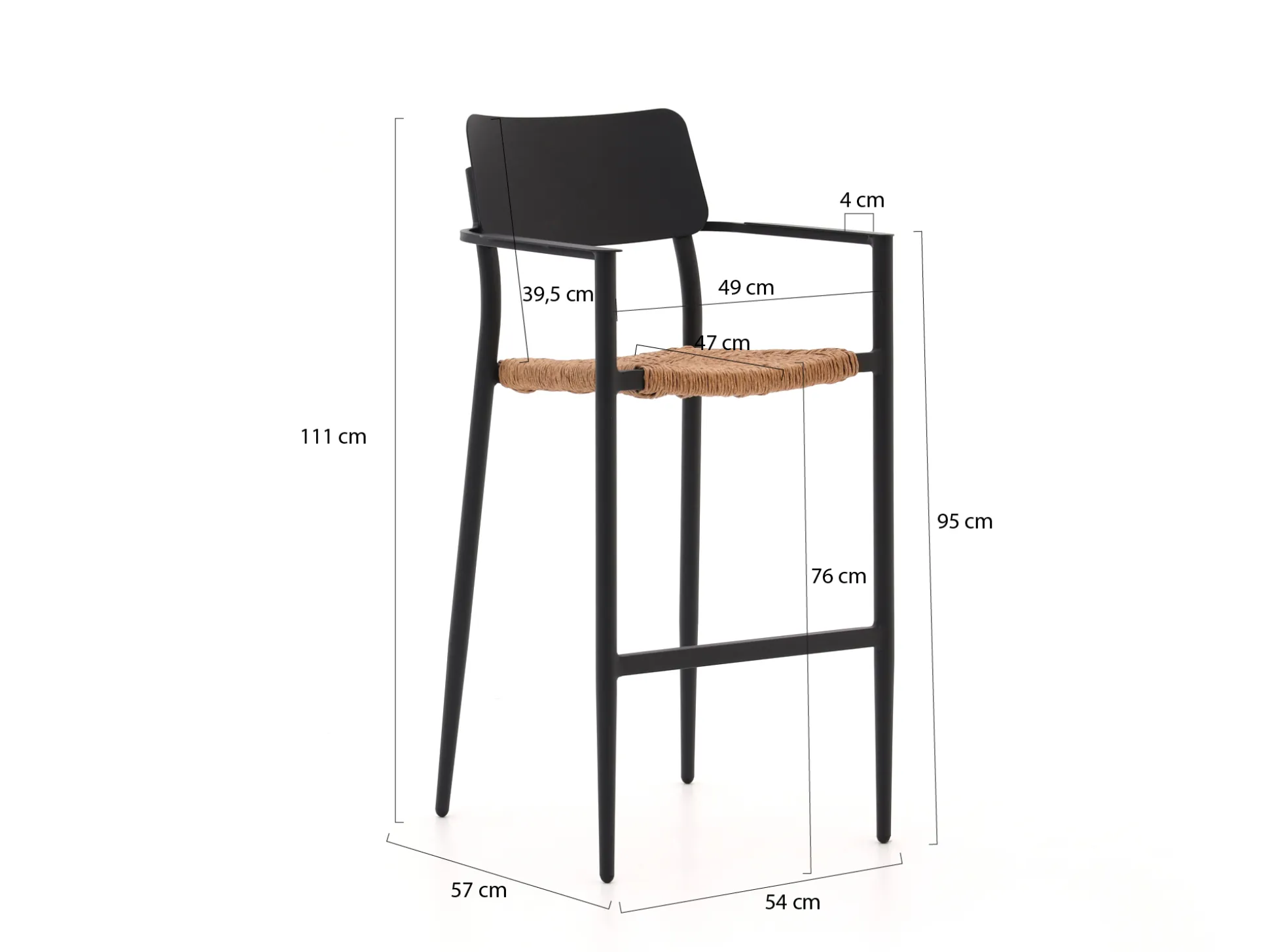 Bellagio Cino 175cm barset 5-delig stapelbaar