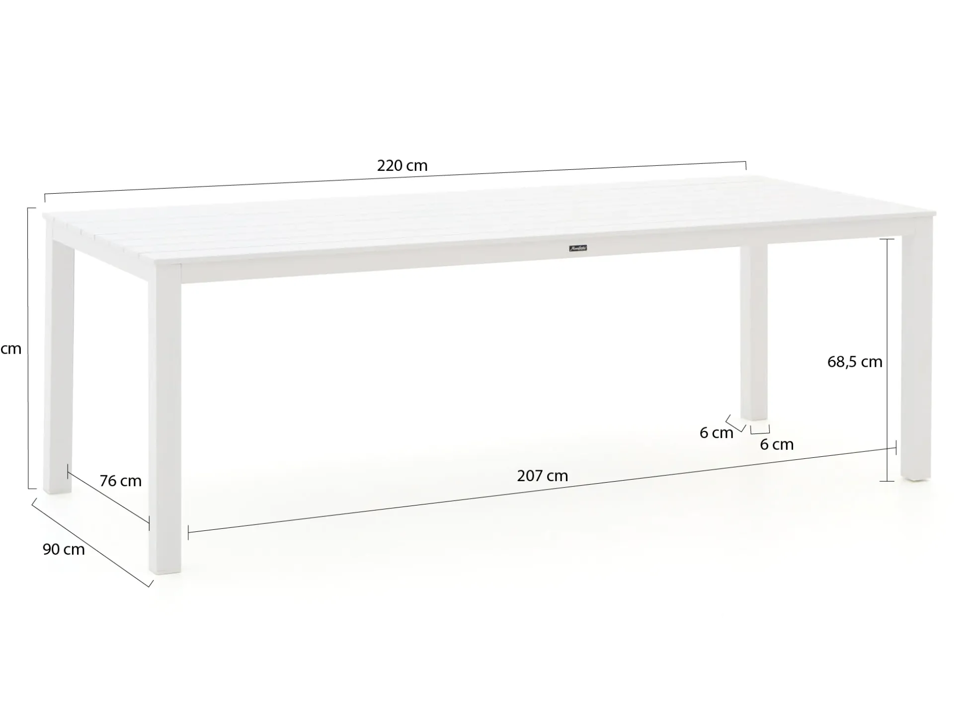 Bellagio Cino/Menzano 220cm dining tuinset 7-delig stapelbaar