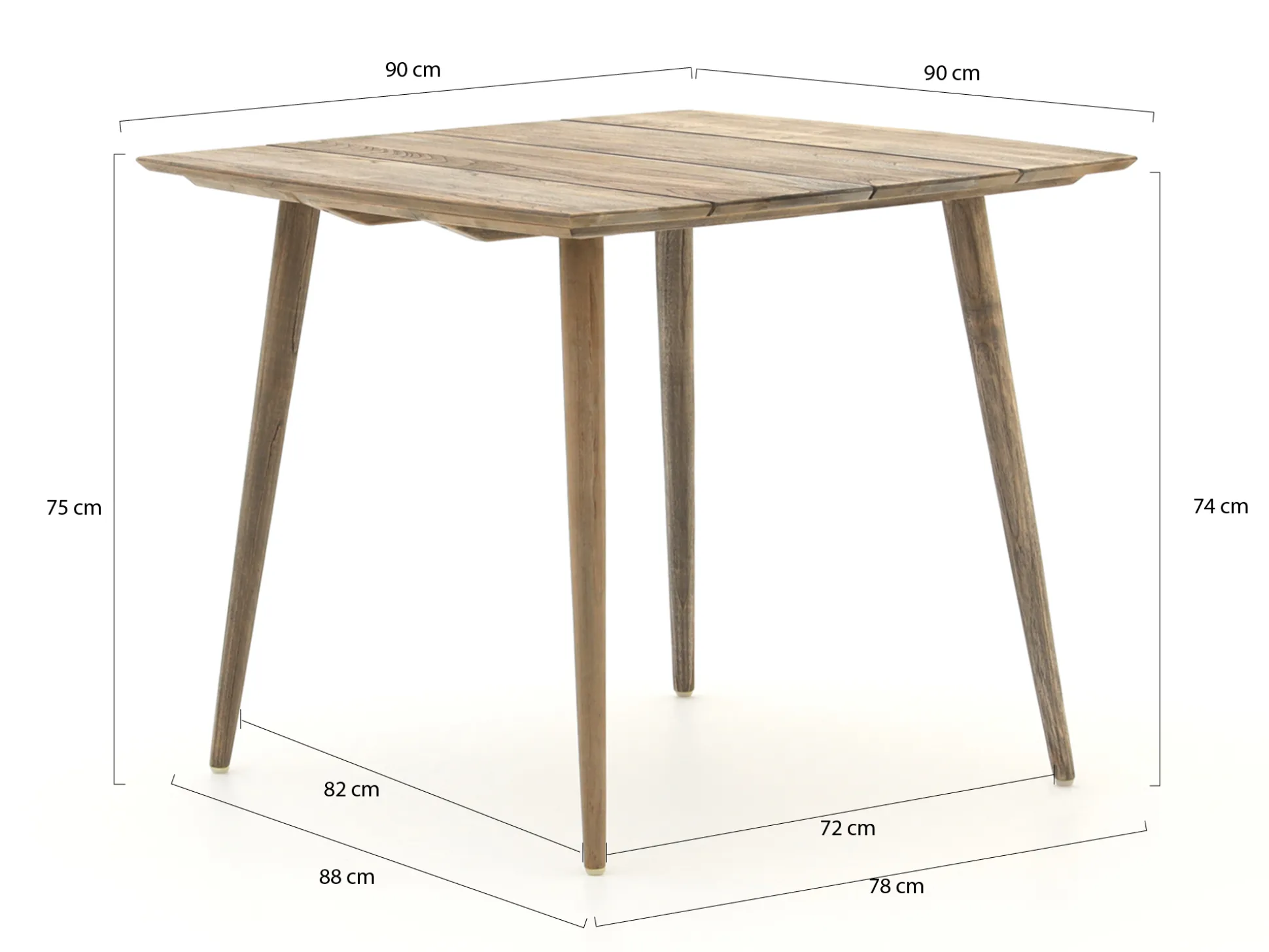 Bellagio Cino/ROUGH-K 90cm dining tuinset 5-delig stapelbaar