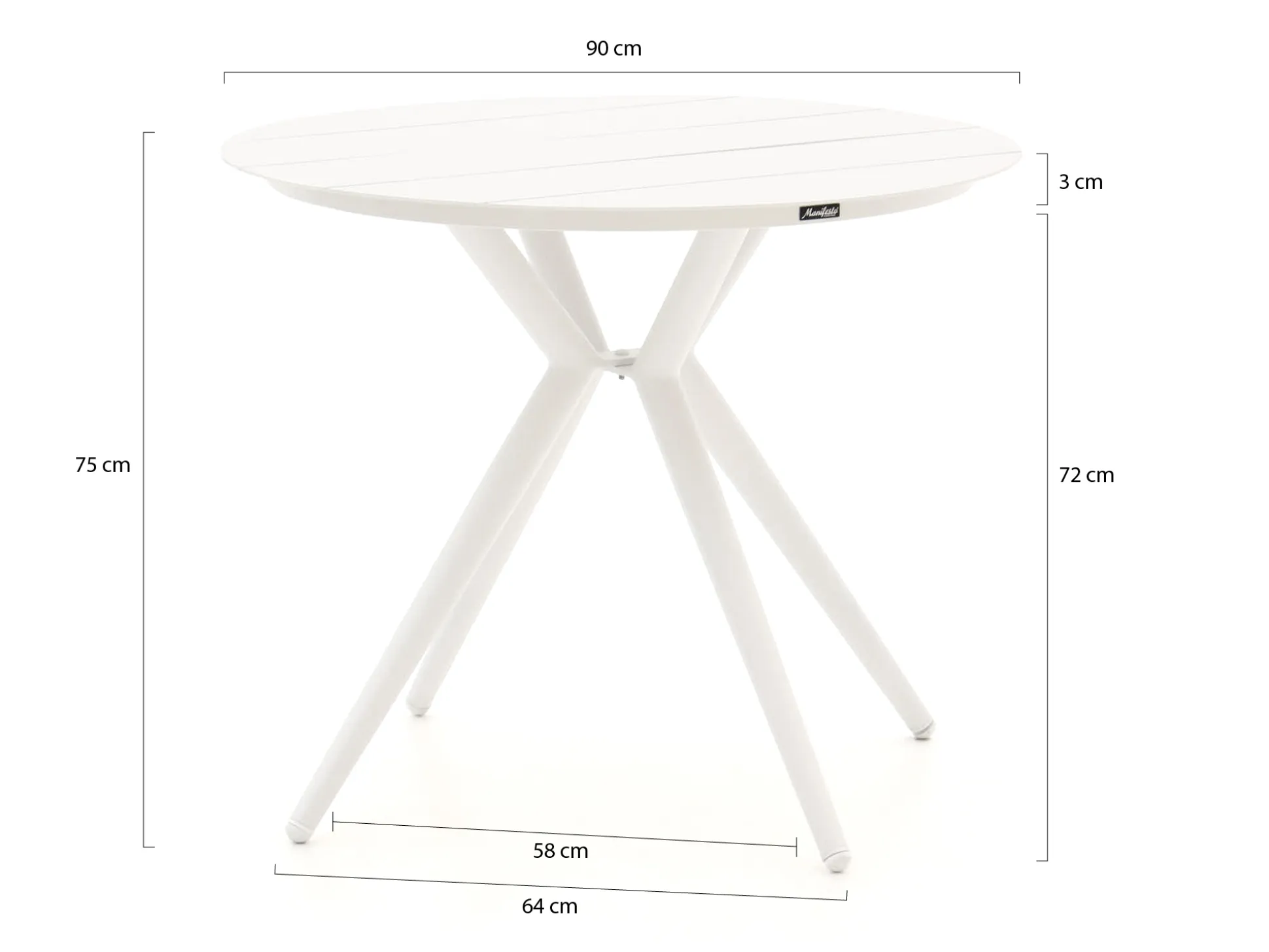 Bellagio Cino/Sora ø 90cm dining tuinset 5-delig stapelbaar