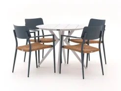 Bellagio Cino/Sora ø 90cm dining tuinset 5-delig stapelbaar