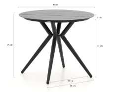 Bellagio Cino/Sora ø90cm dining tuinset 3-delig stapelbaar