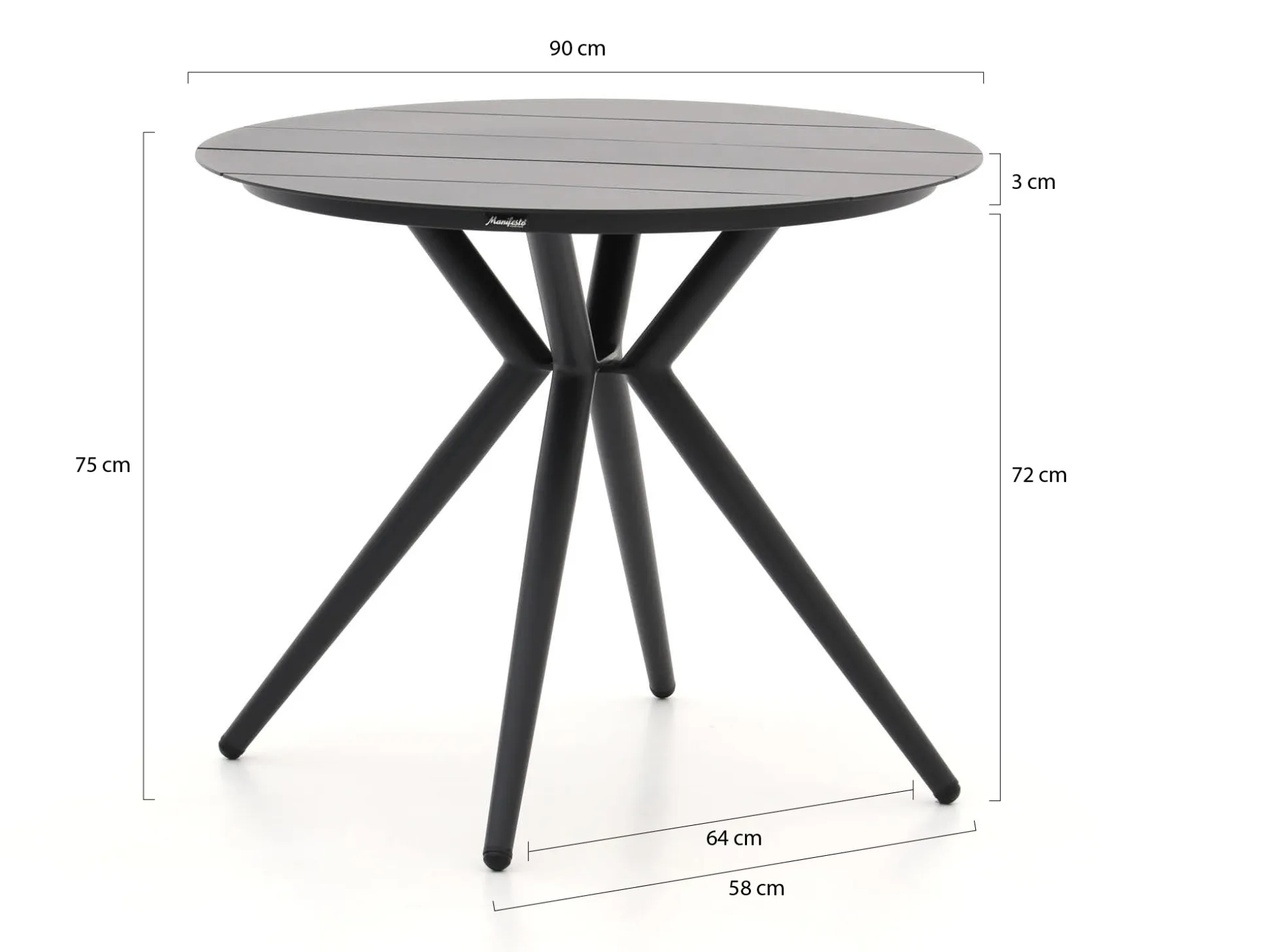 Bellagio Cino/Sora ø90cm dining tuinset 3-delig stapelbaar