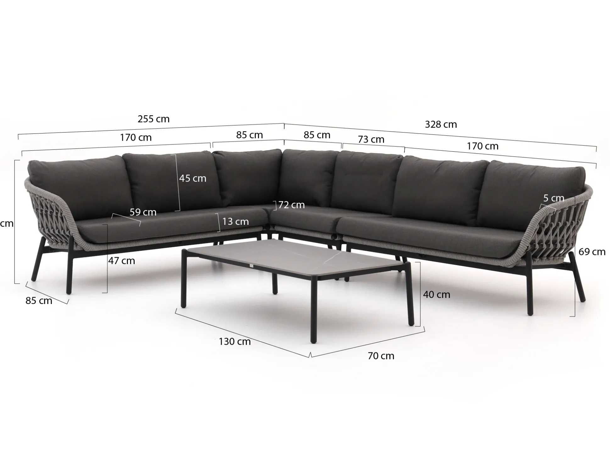Bellagio Cupello hoek loungeset 5-delig links