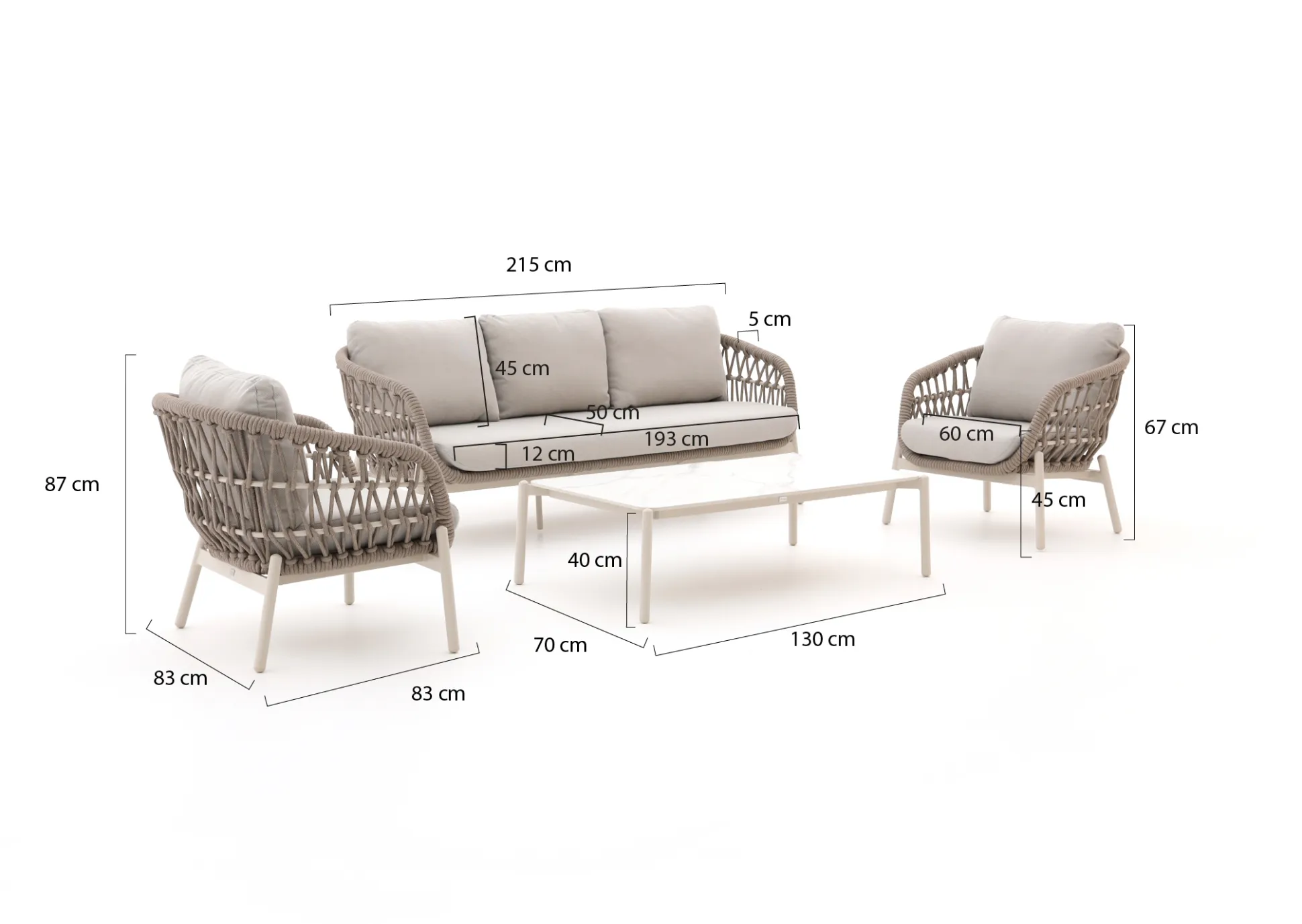 Bellagio Cupello stoel-bank loungeset 4-delig