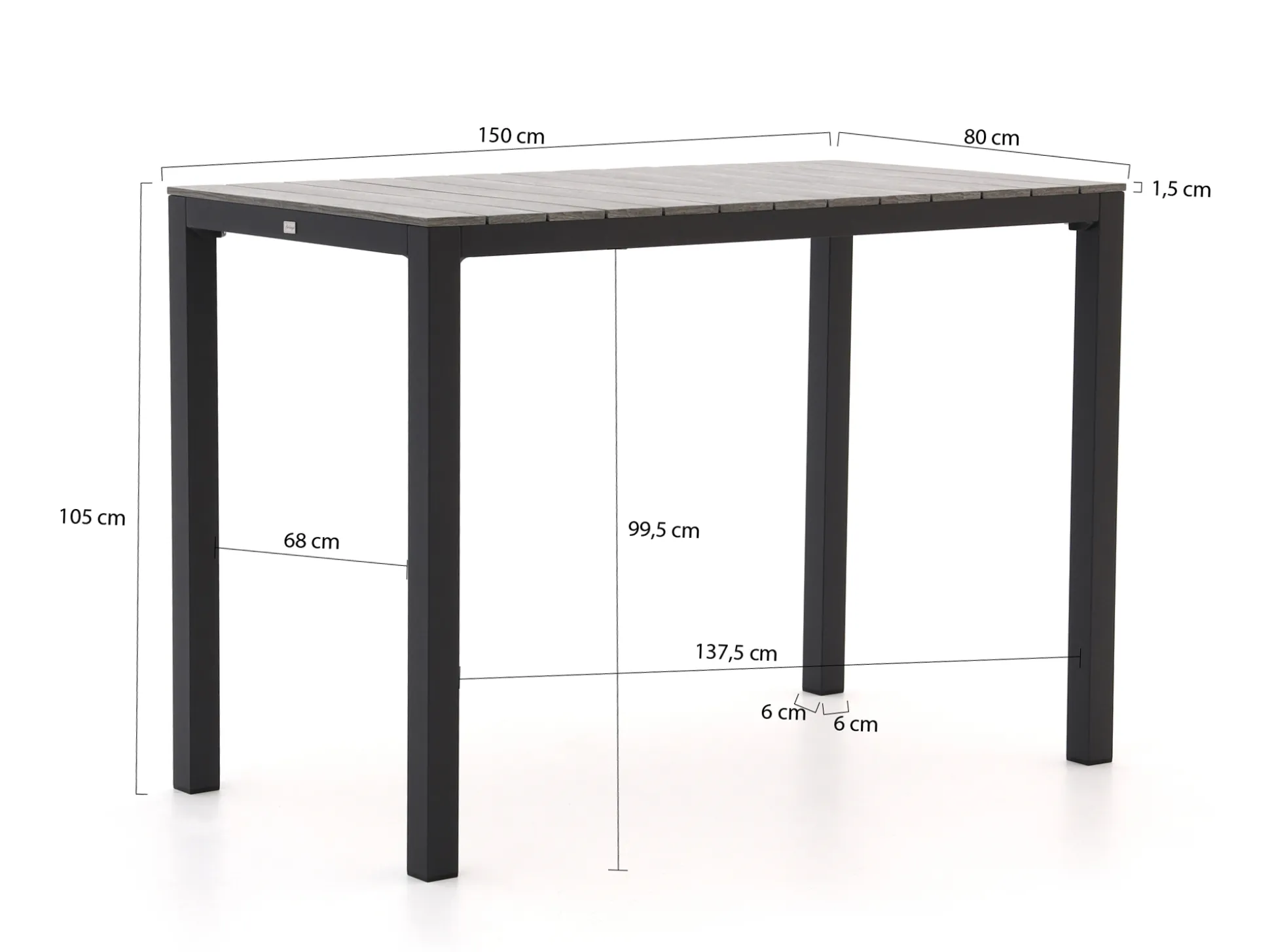 Bellagio Fidenza bartafel 150x80x105cm