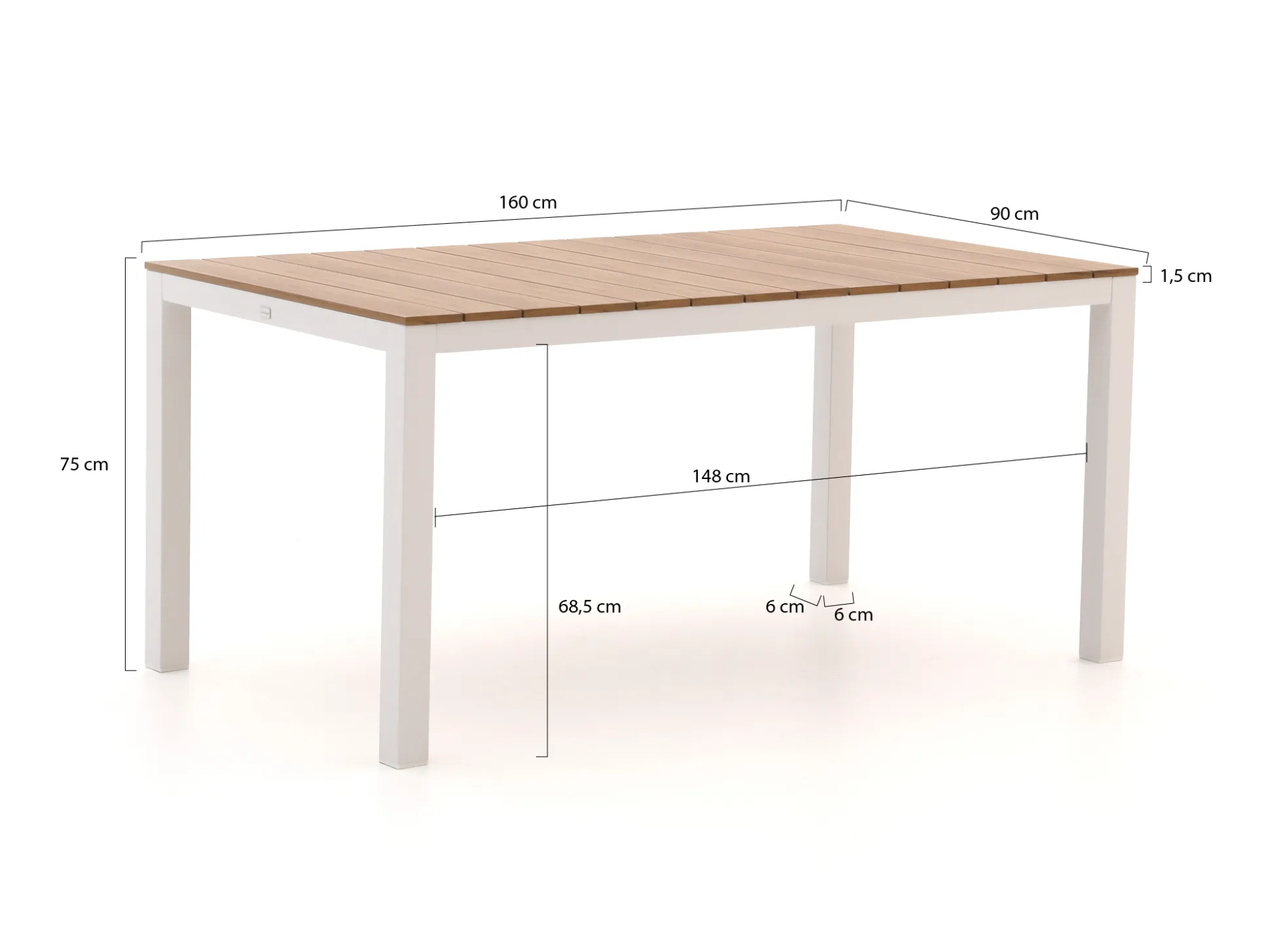 Bellagio Fidenza 160cm dining tuinset 5-delig stapelbaar