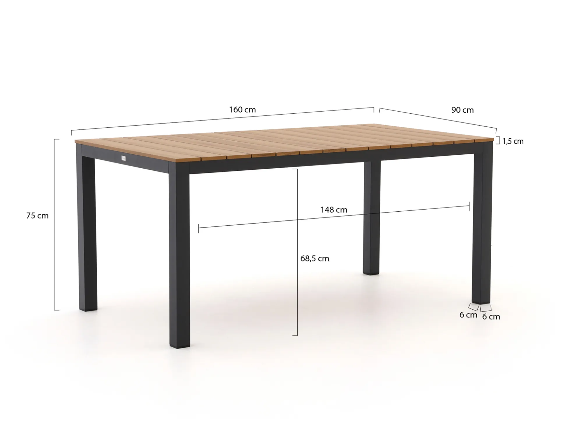 Bellagio Fidenza 160cm dining tuinset 5-delig stapelbaar