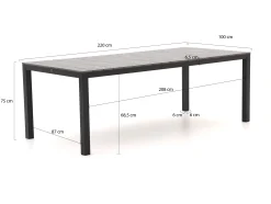 Bellagio Fidenza dining tuintafel 220x100x75cm