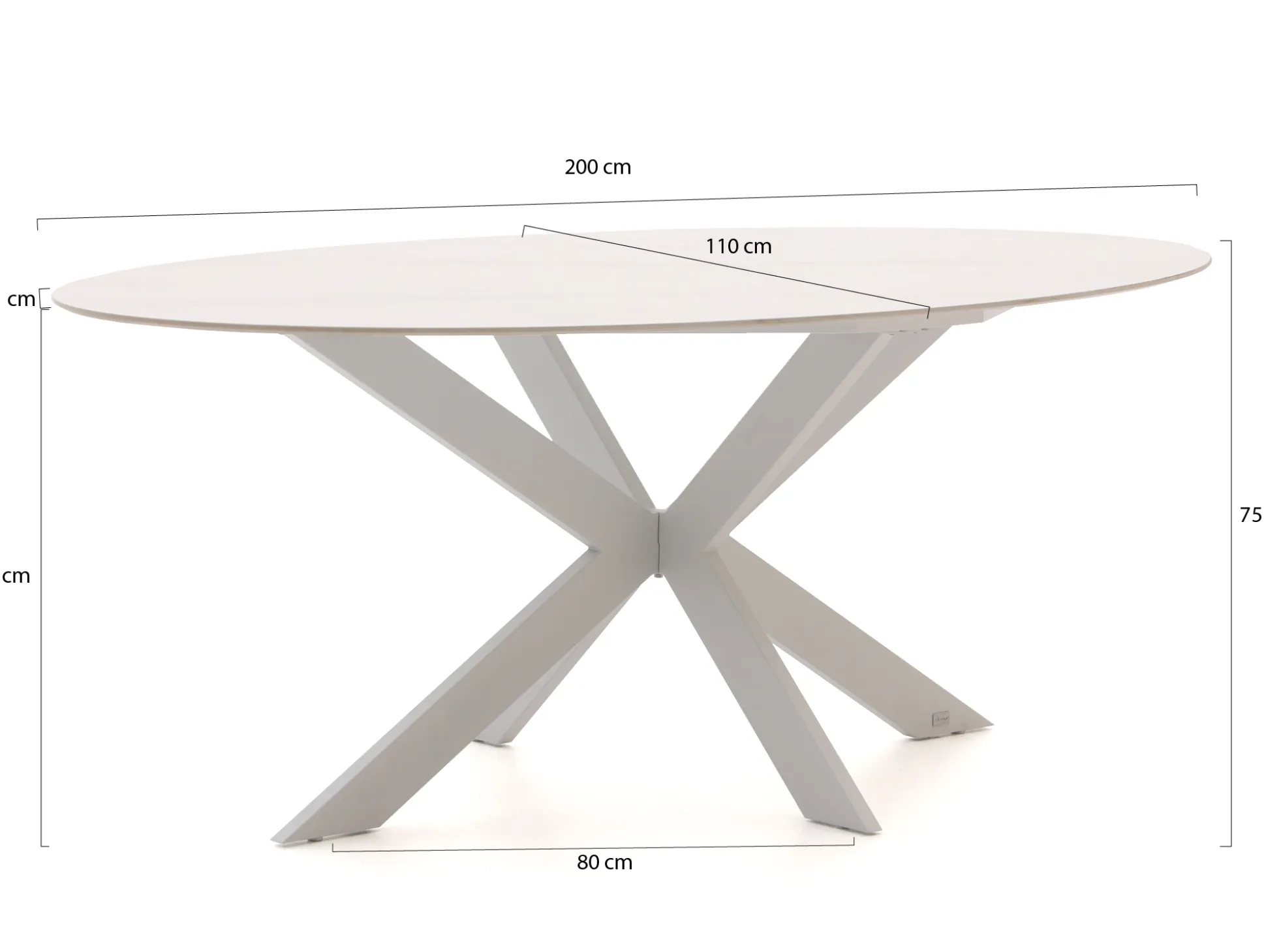 Bellagio Furato ellips dining tuintafel 200x110cm