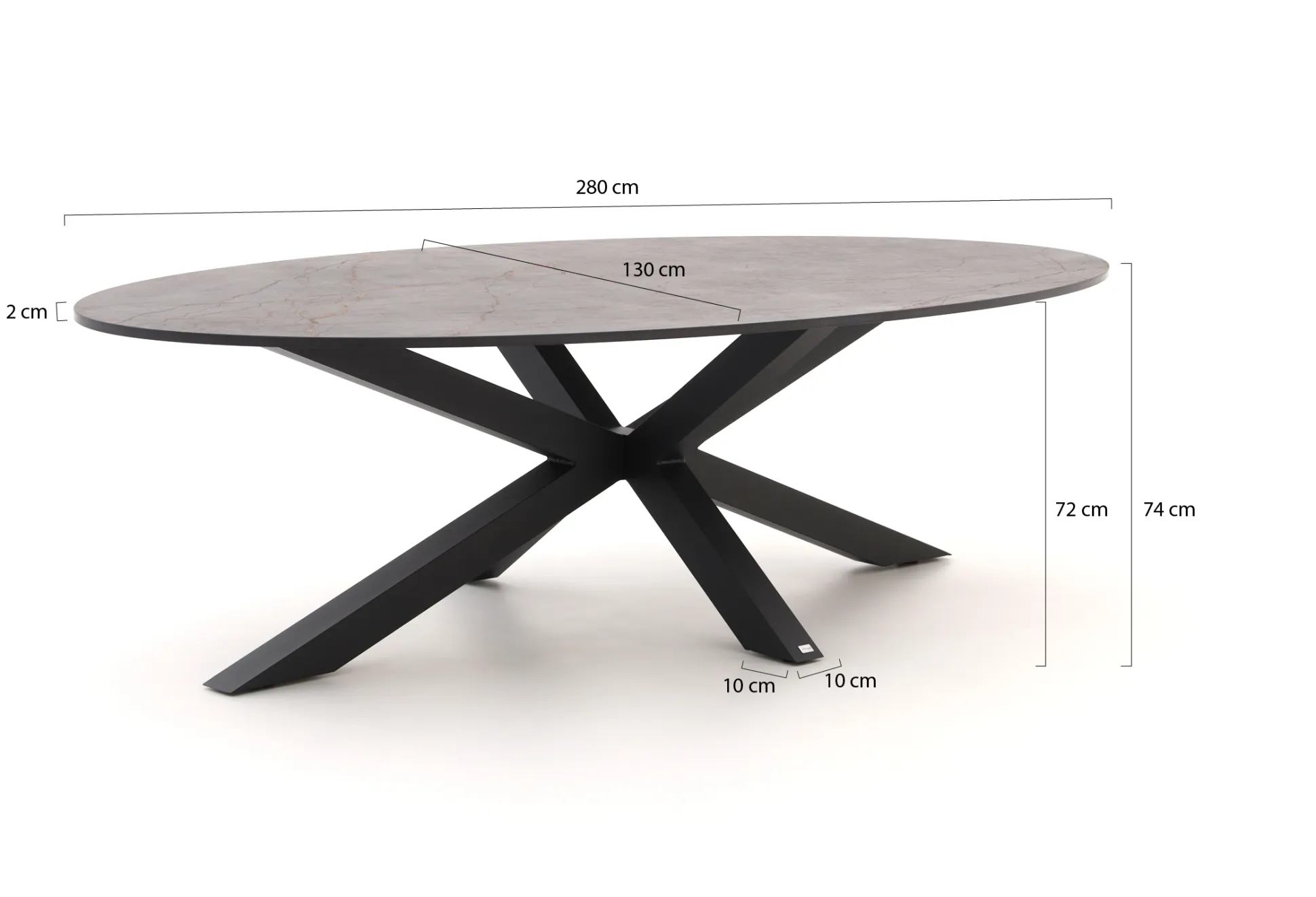 Bellagio Induno Ellips dining tuintafel 280x130cm