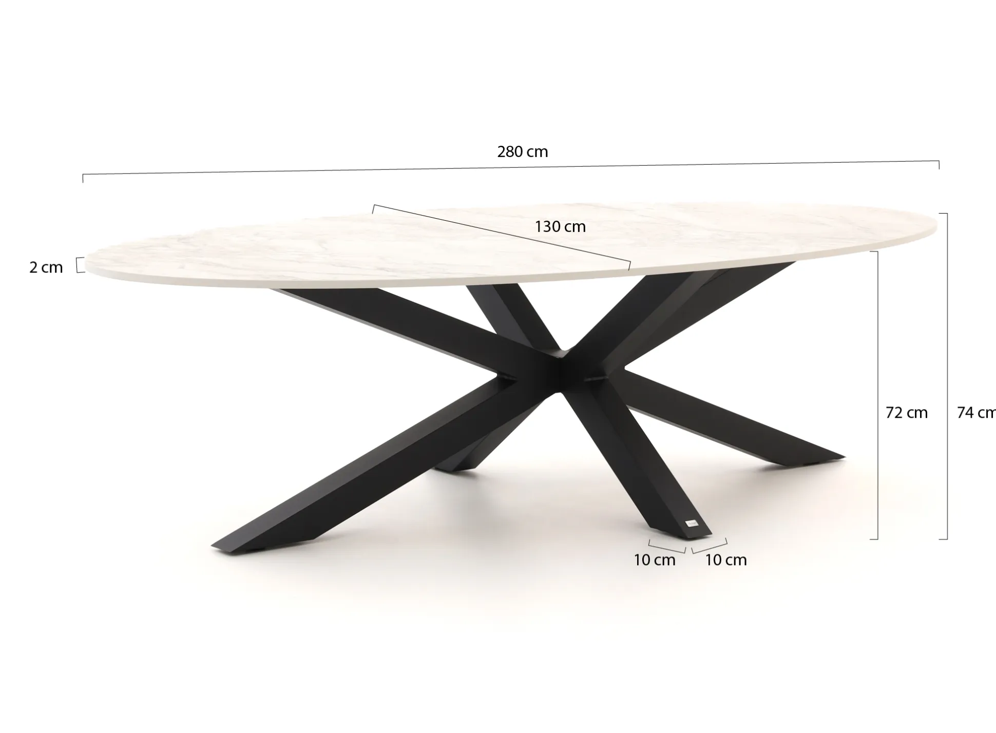 Bellagio Induno Ellips dining tuintafel 280x130cm