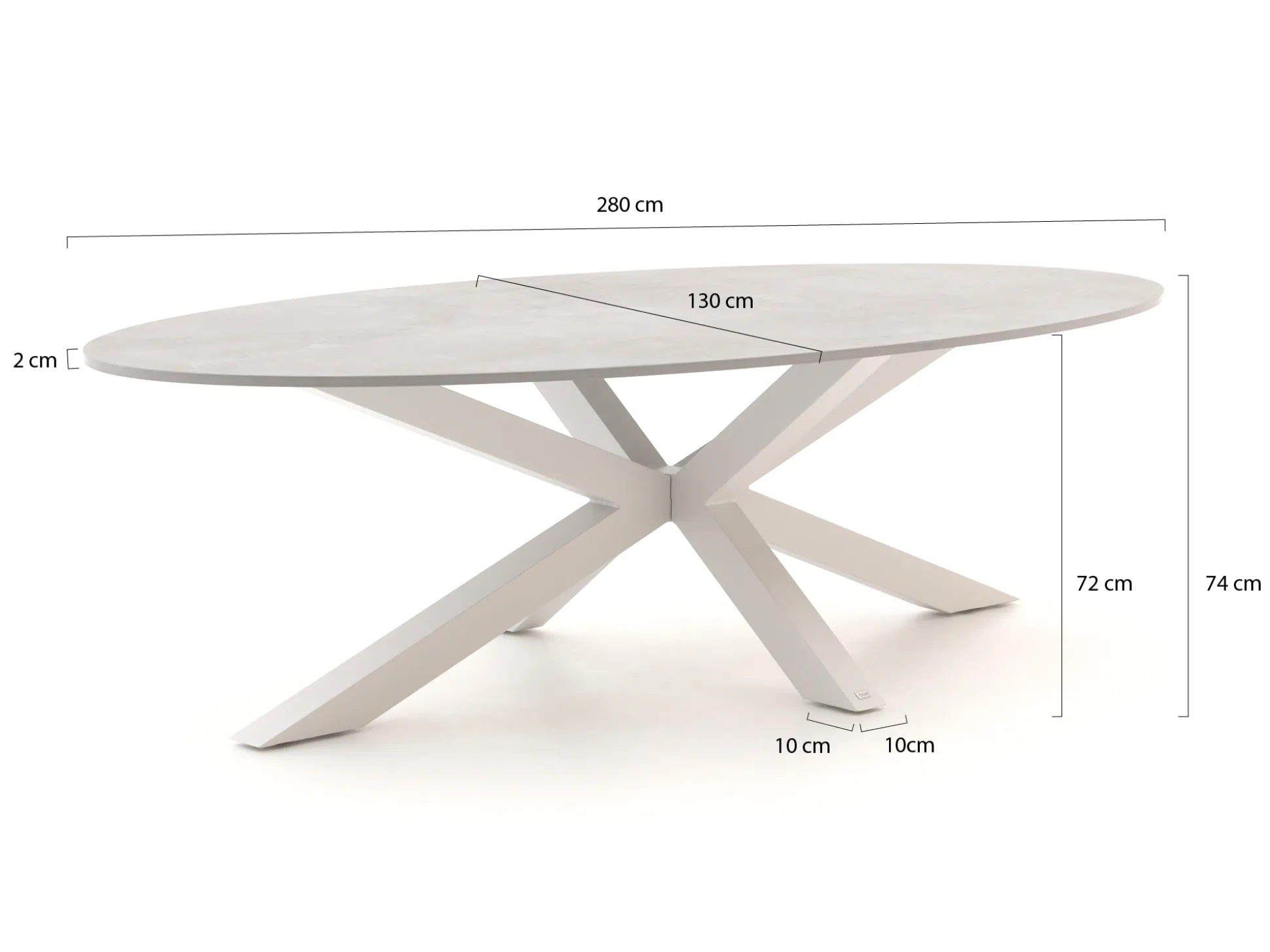 Bellagio Induno Ellips dining tuintafel 280x130cm