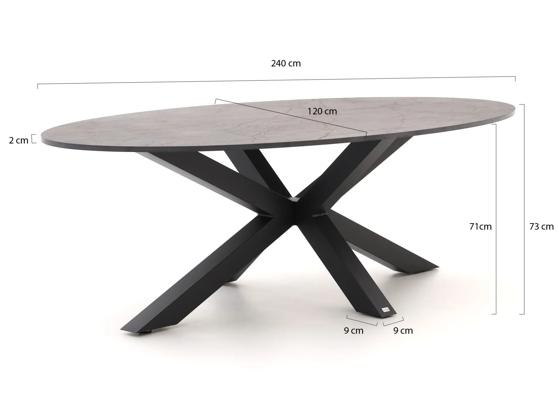 Bellagio Induno Ellips dining tuintafel 240x120cm