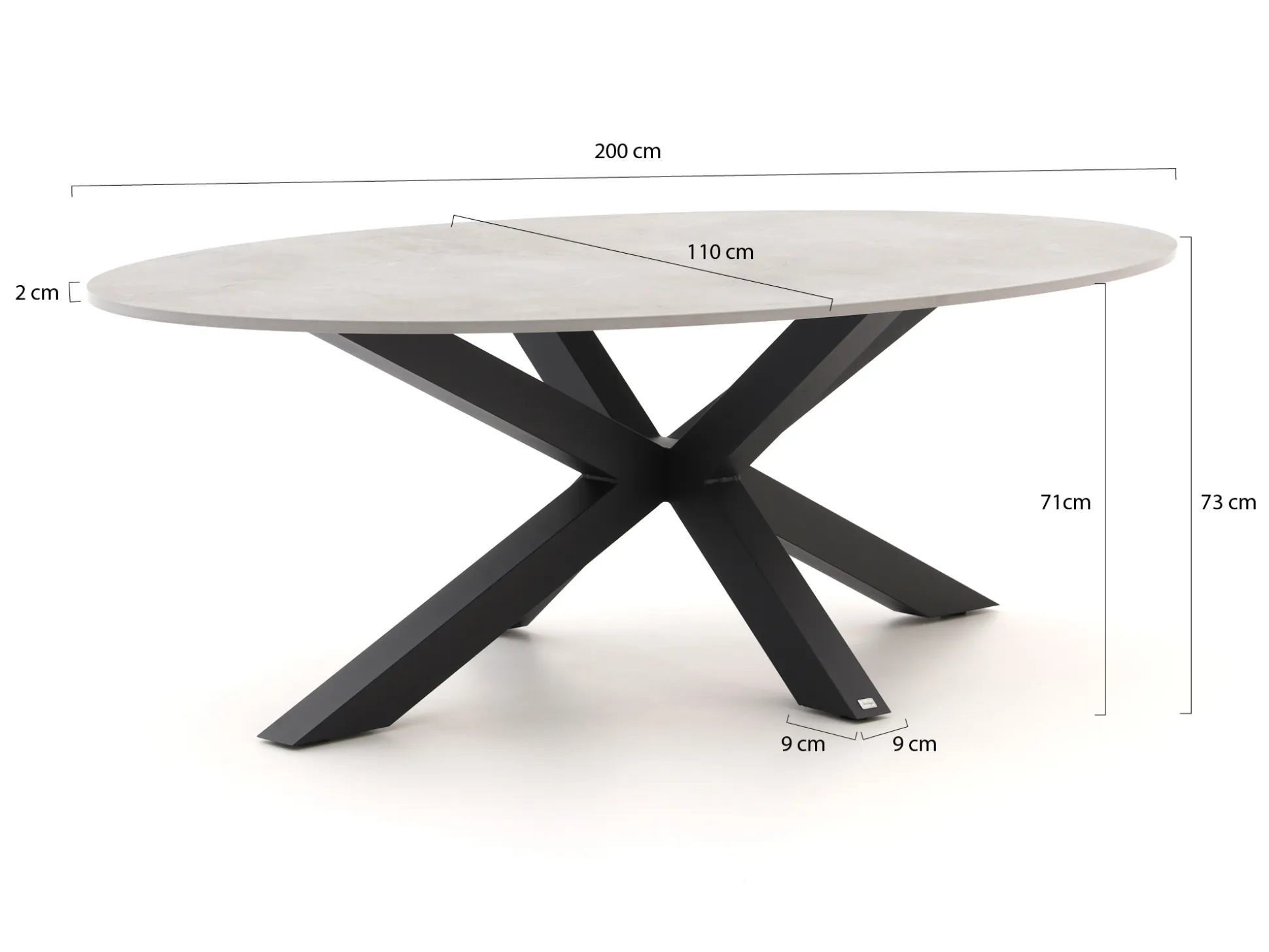 Bellagio Induno Ellips dining tuintafel 200x110cm