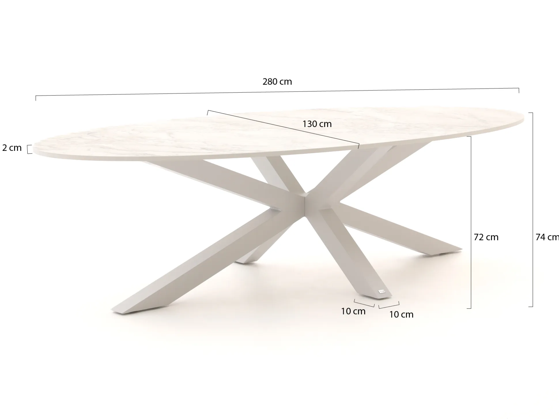 Bellagio Induno Ellips dining tuintafel 280x130cm