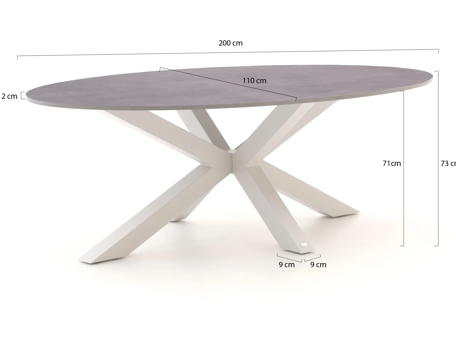 Bellagio Induno Ellips dining tuintafel 200x110cm