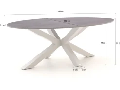 Bellagio Induno Ellips dining tuintafel 200x110cm