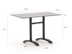 Bellagio Lisio tuintafel 140x80x73cm