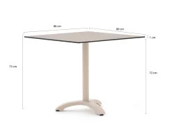 Bellagio Lisio tuintafel 80x80x73cm