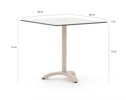 Bellagio Lisio tuintafel 80x80x73cm