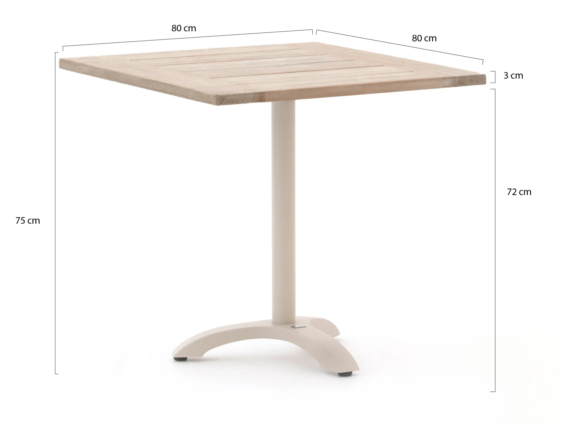 Bellagio Lisio tuintafel 80x80x75cm