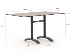 Bellagio Lisio tuintafel 140x80x73cm