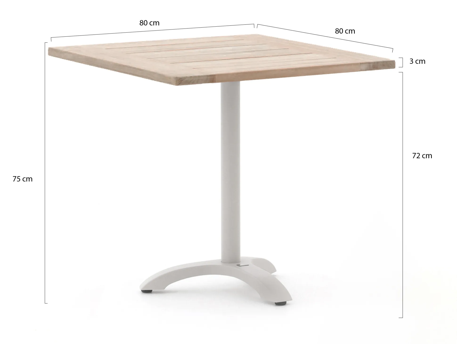 Bellagio Lisio tuintafel 80x80x75cm