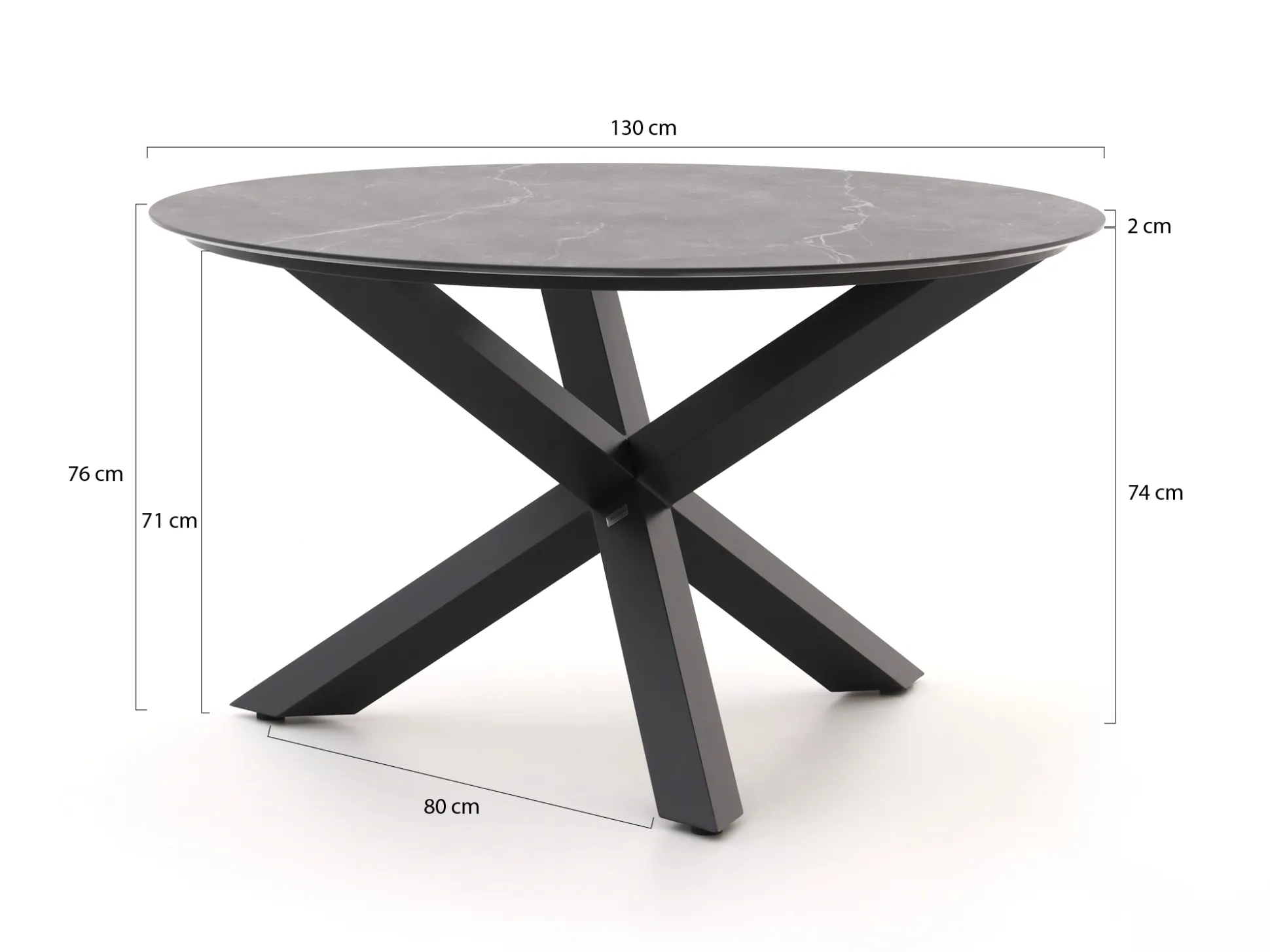 Bellagio Lugo/Lodola ø 130cm dining tuinset 5-delig verstelbaar
